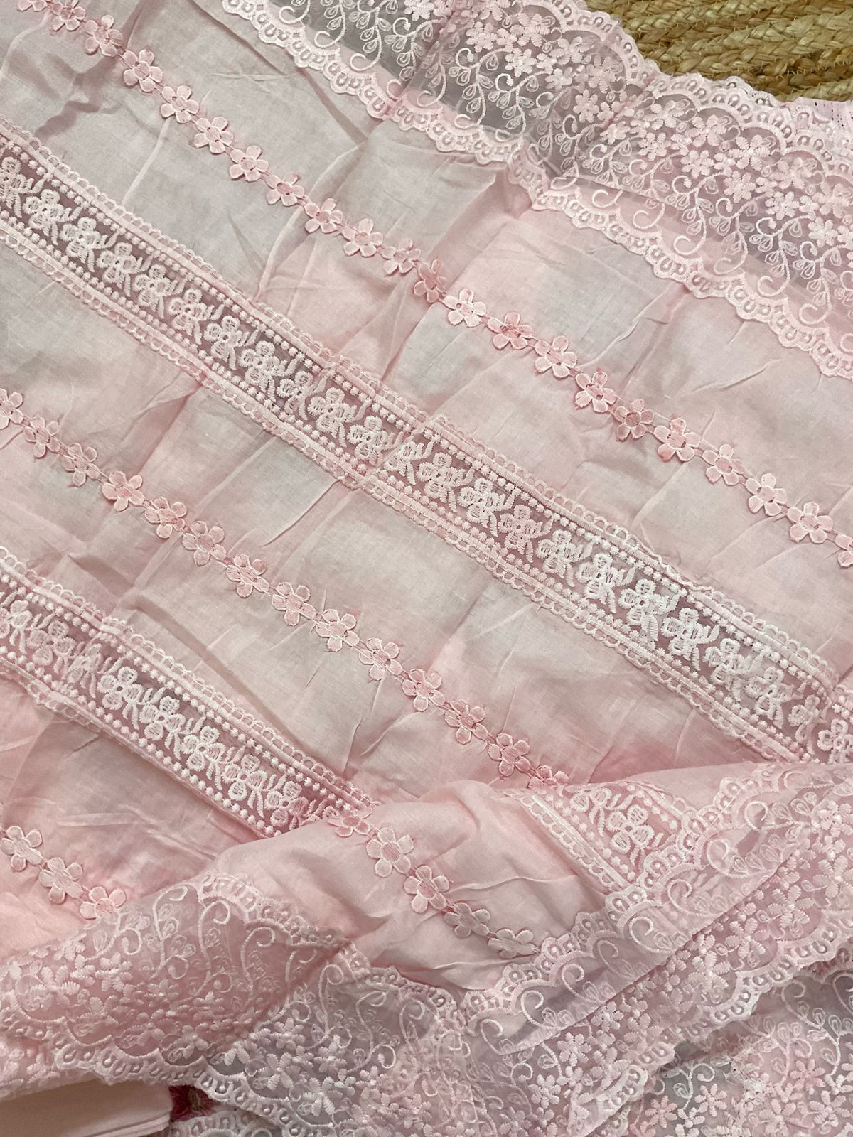 Pure Cotton Printed Embroidered Suit - Pink