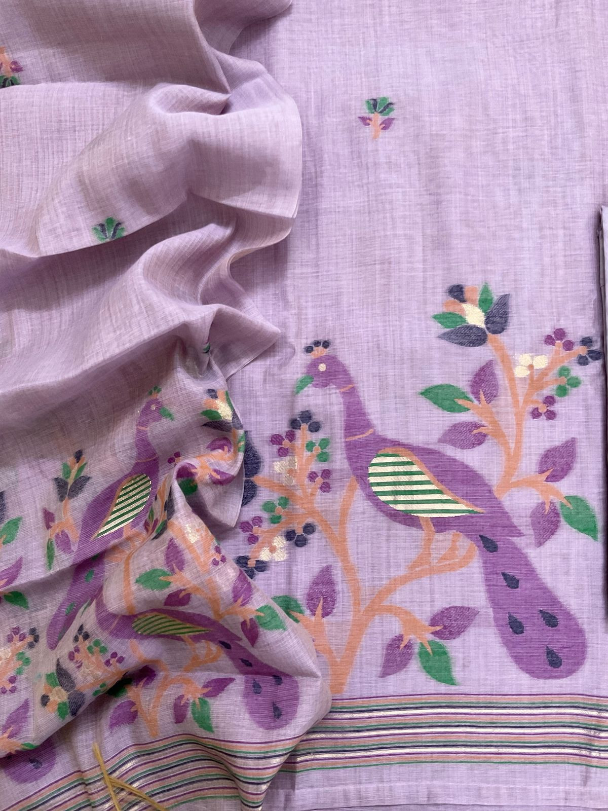 Soft Slub Chanderi Jamdani Weaved Suit - Purple