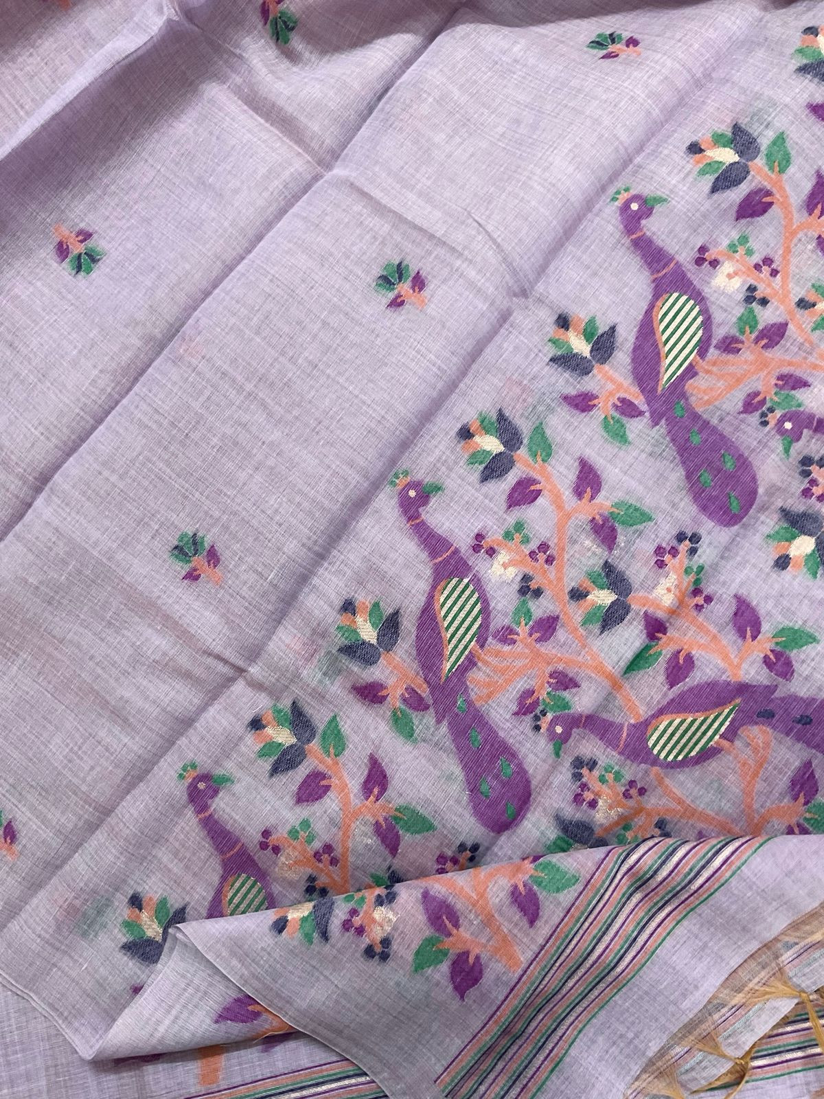 Soft Slub Chanderi Jamdani Weaved Suit - Purple