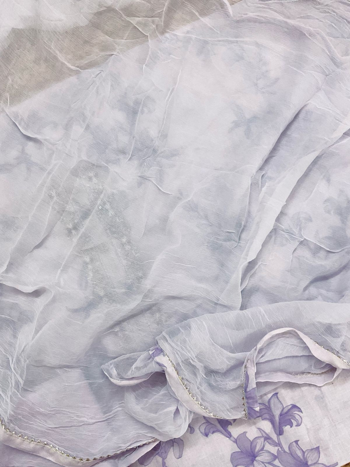 Soft Slub Rayon Cotton Printed Embroidered Suit - Lavender