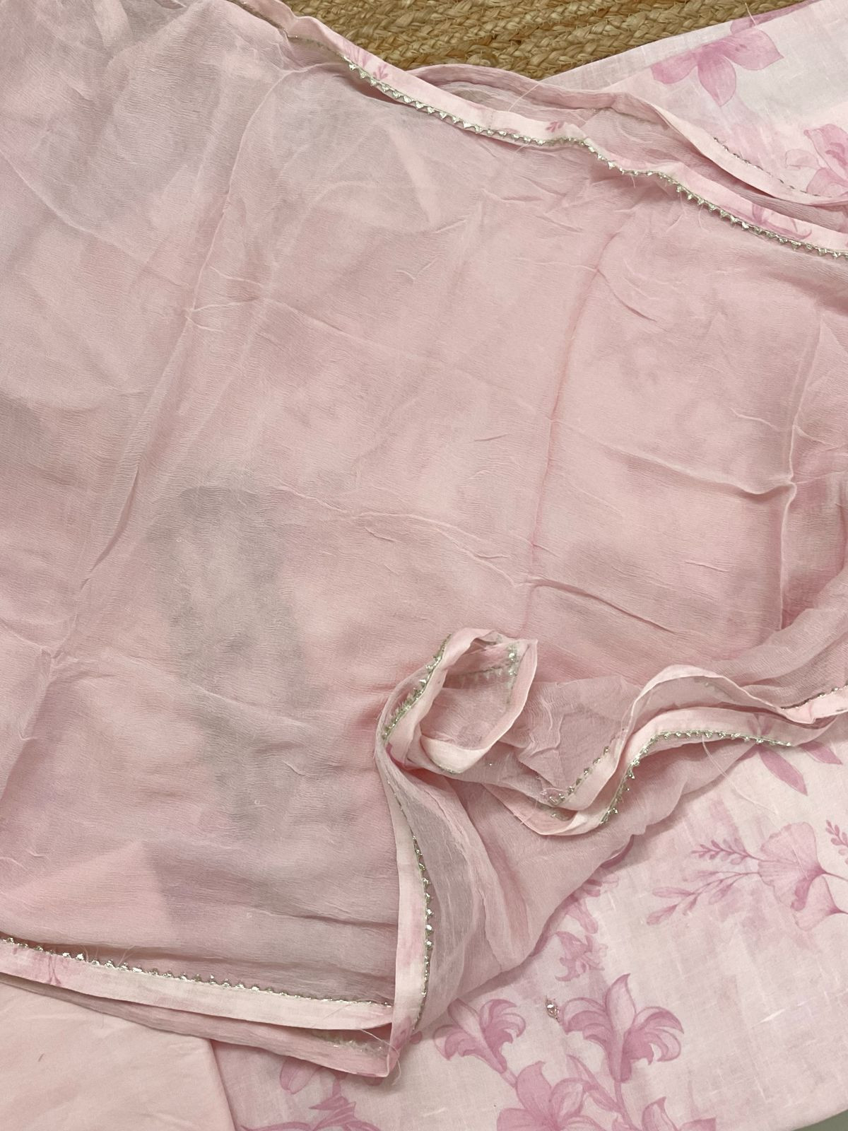 Soft Slub Rayon Cotton Printed Embroidered Suit - Pink