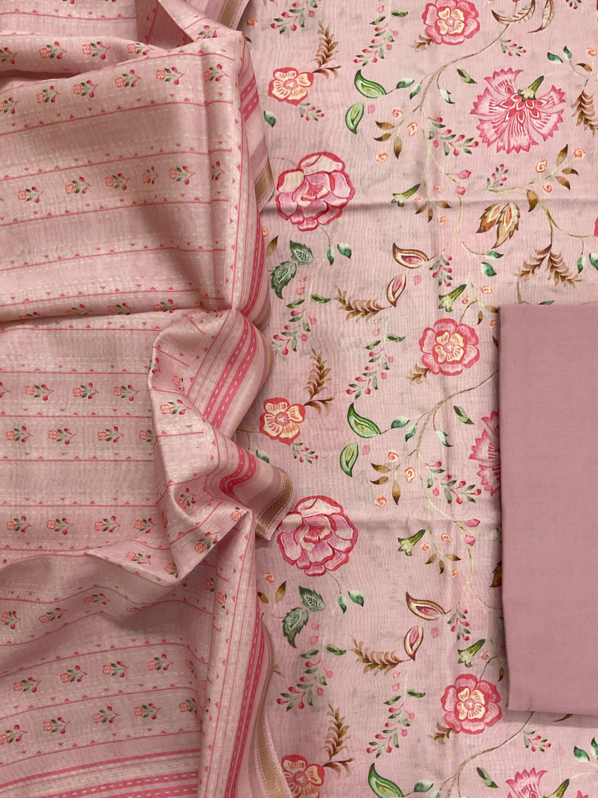 Pure Maheshwari Printed Suit - Onion Pink