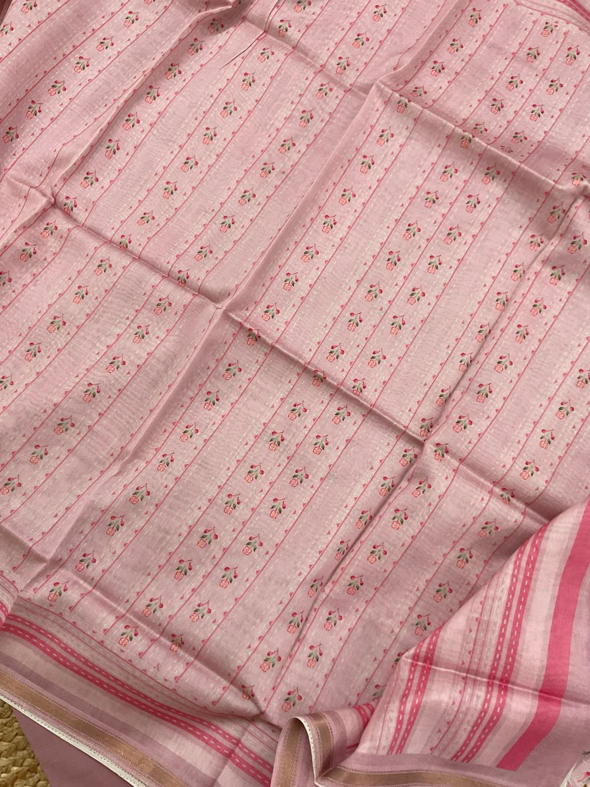 Pure Maheshwari Printed Suit - Onion Pink