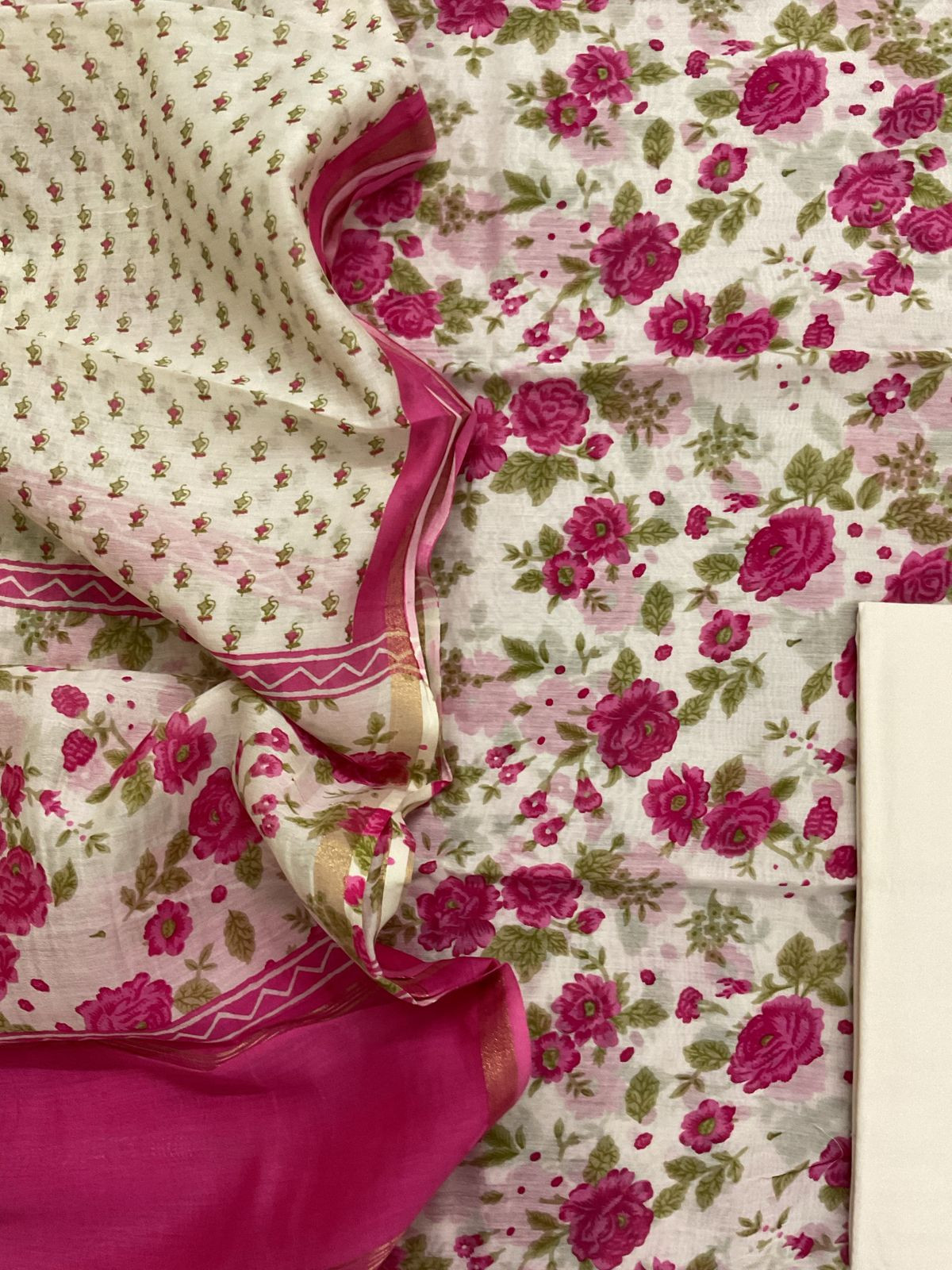 Pure Maheshwari Printed Suit - Off White