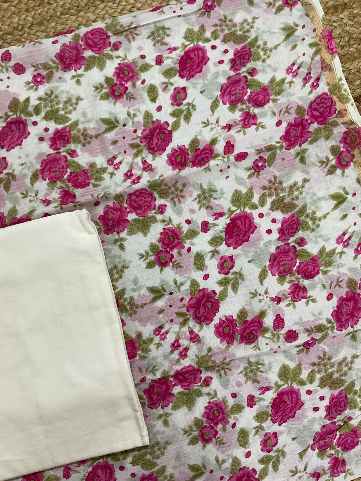 Pure Maheshwari Printed Suit - Off White