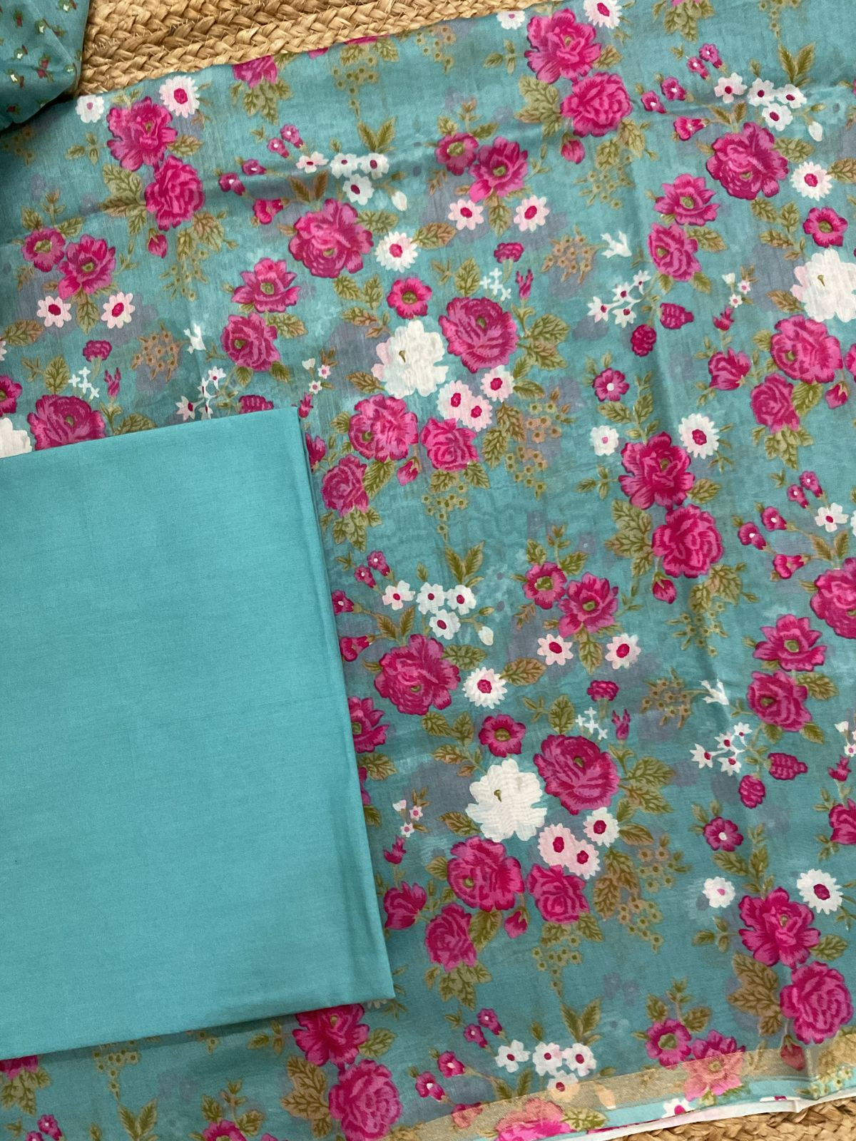 Pure Maheshwari Printed Suit - Green