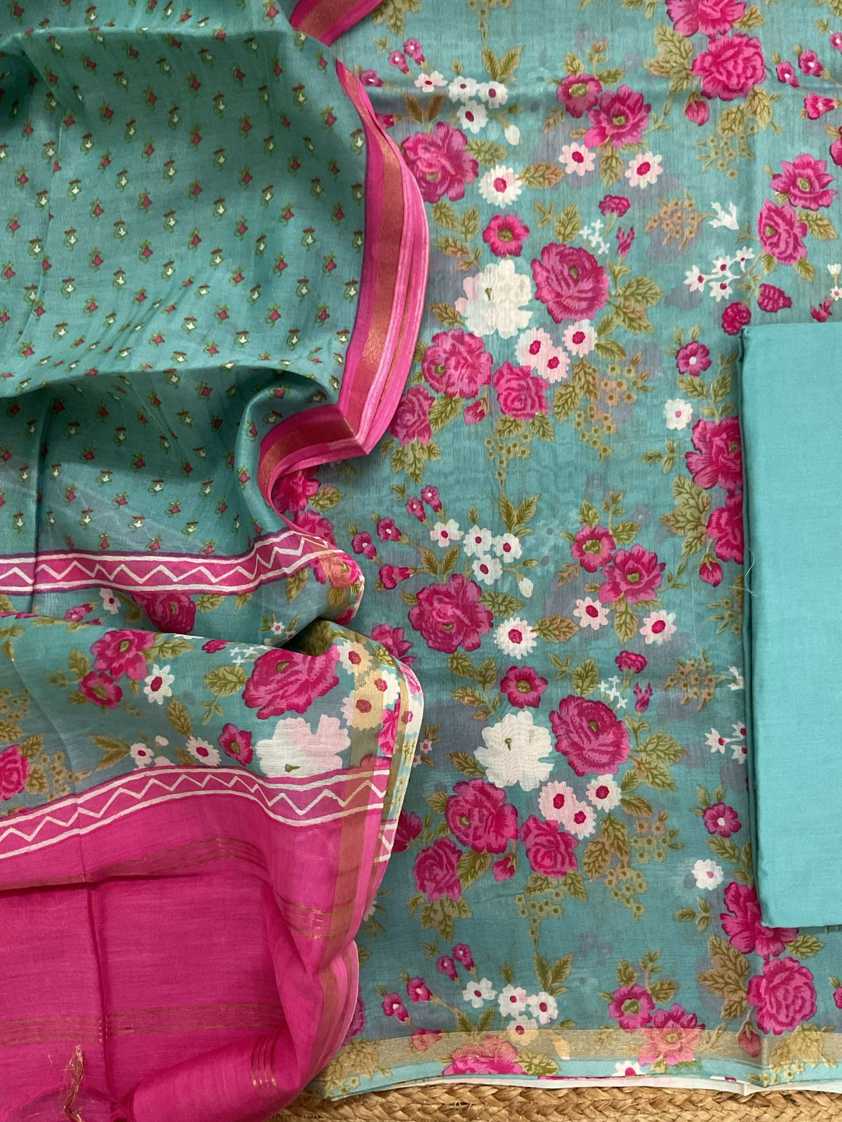 Pure Maheshwari Printed Suit - Green