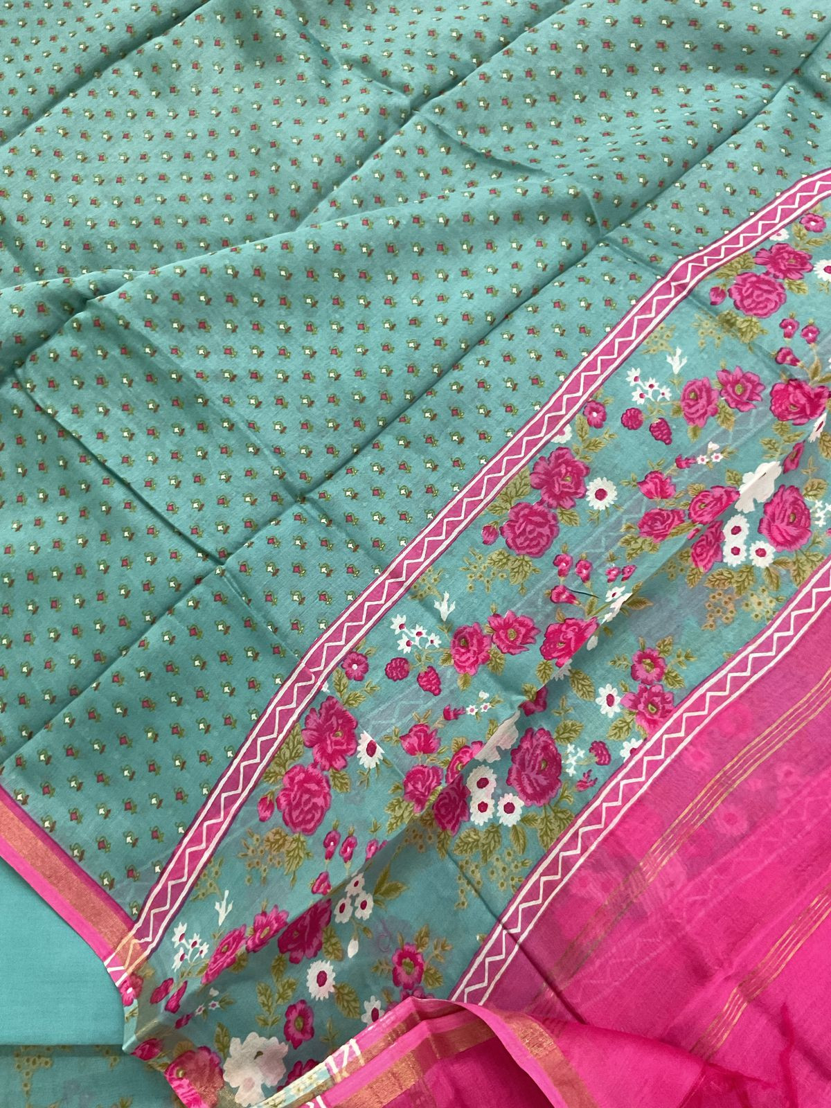 Pure Maheshwari Printed Suit - Green