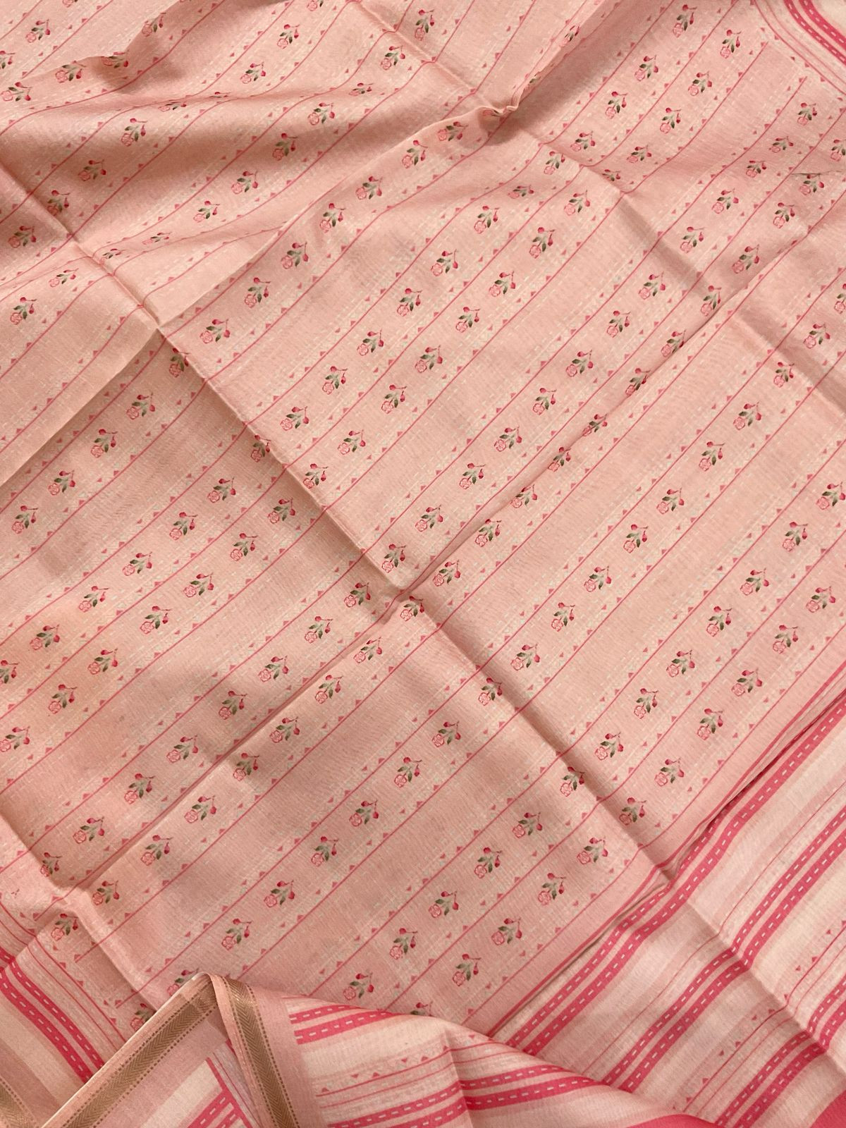 Pure Maheshwari Printed Suit - Peach