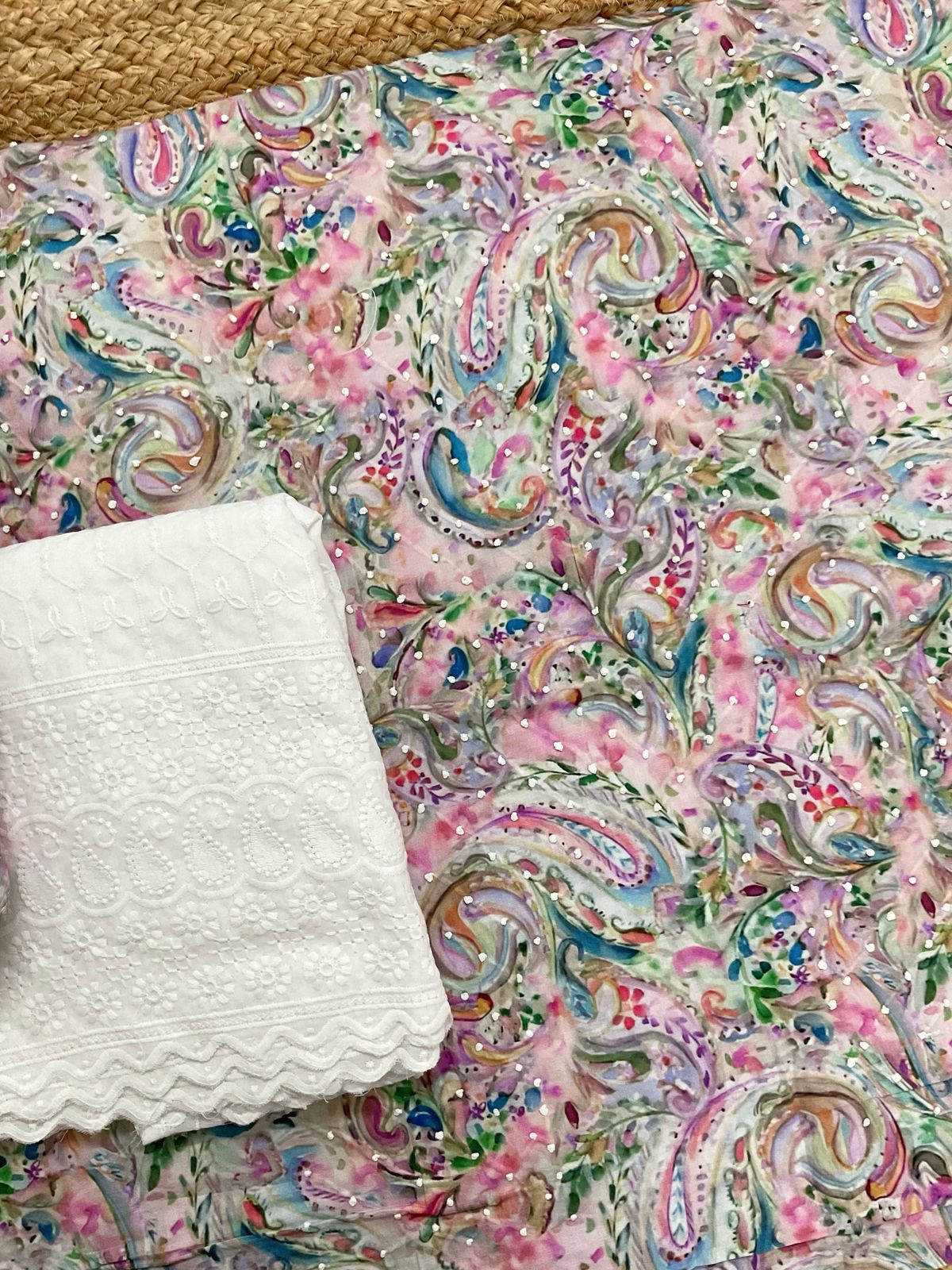 Pure Fine Cotton Printed Embroidered Suit - Pink