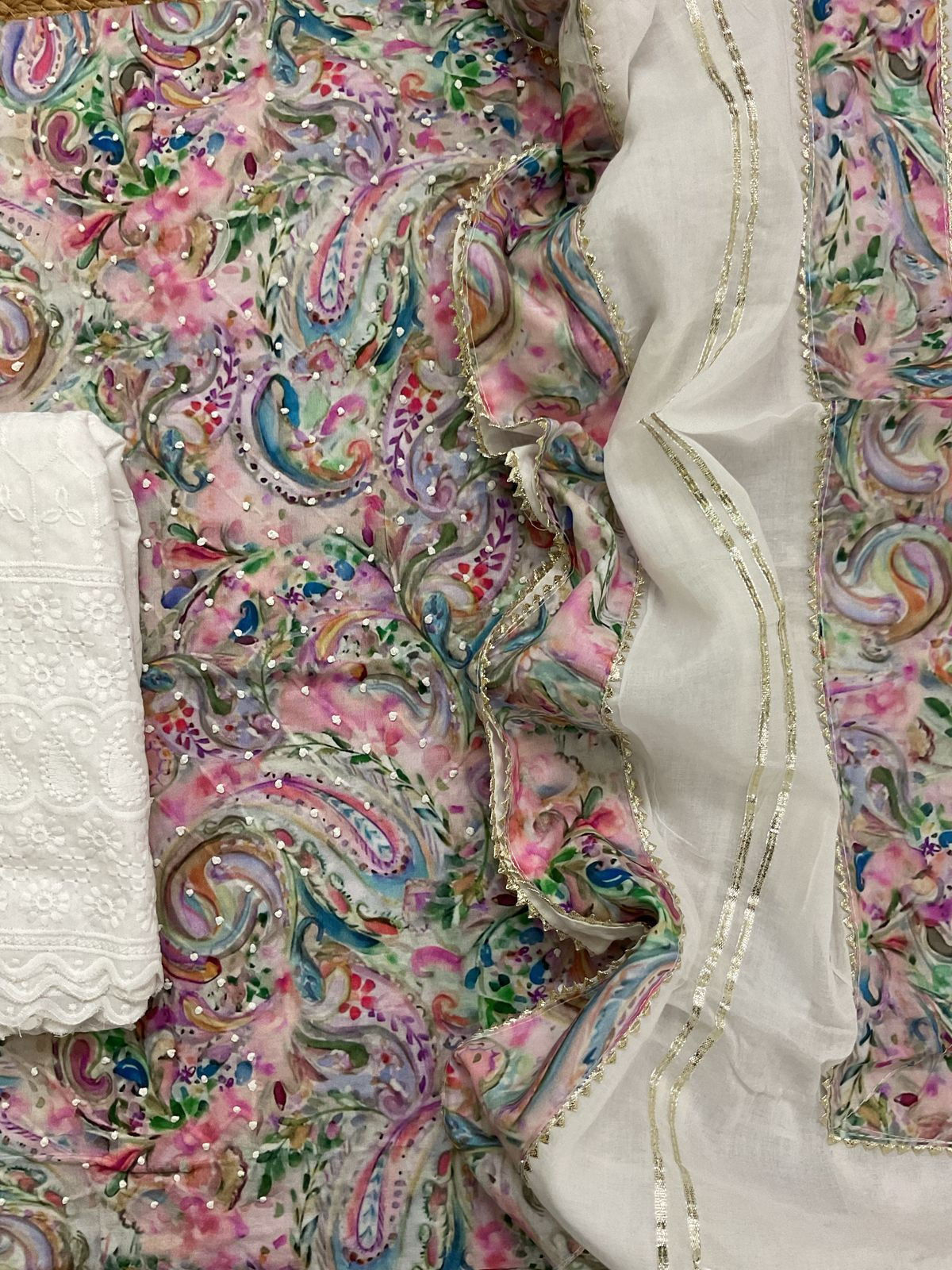 Pure Fine Cotton Printed Embroidered Suit - Pink