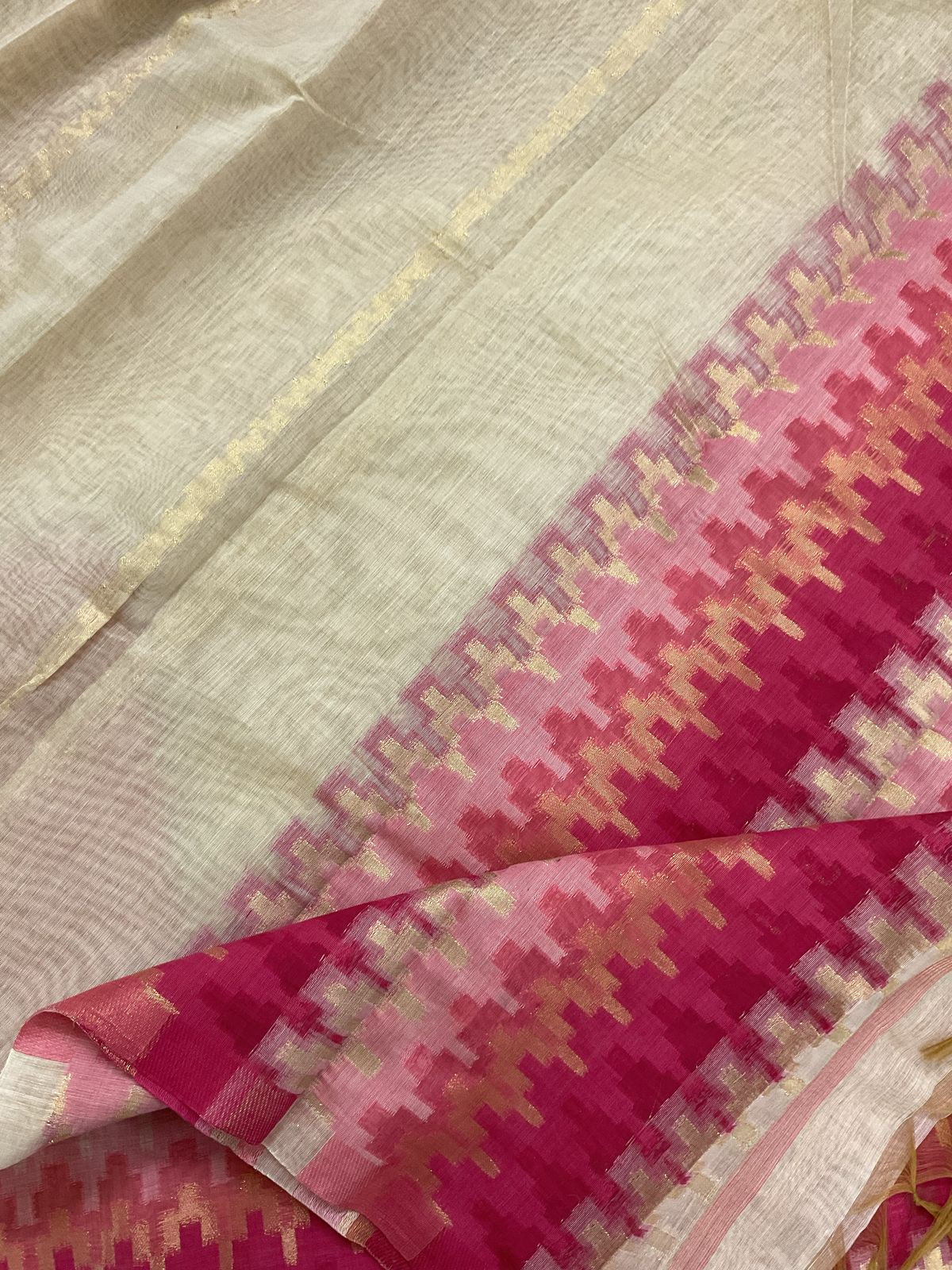 Soft Slub Chanderi Jamdani Weaved Suit - Beige