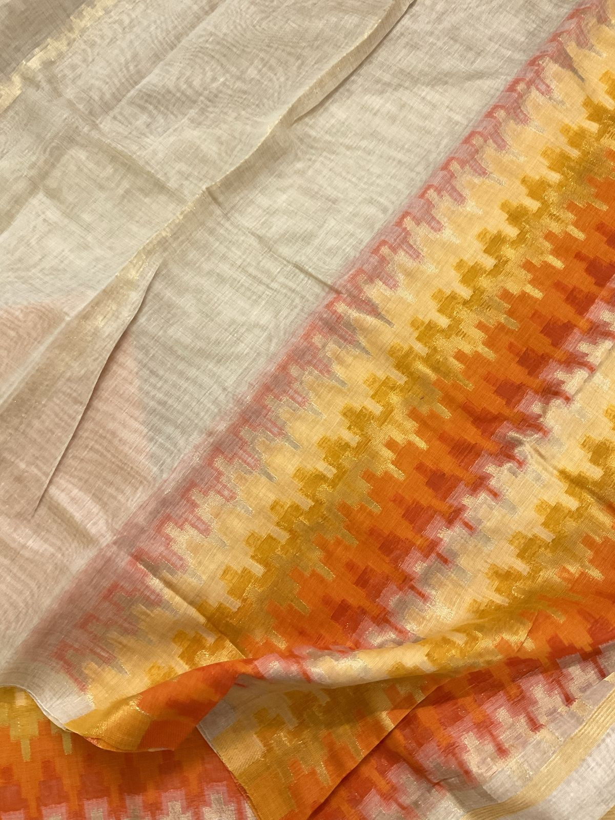 Soft Slub Chanderi Jamdani Weaved Suit - Beige