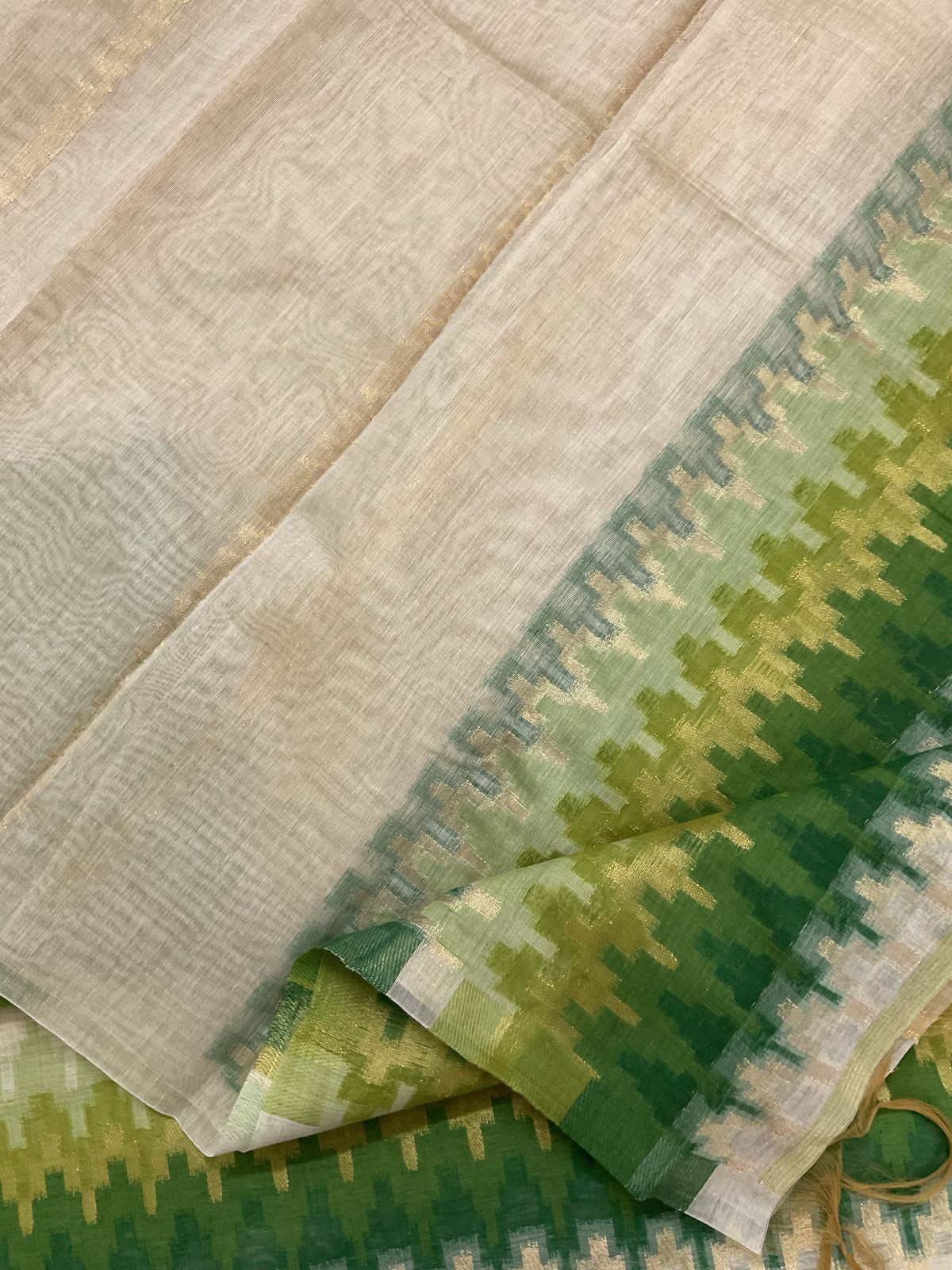 Soft Slub Chanderi Jamdani Weaved Suit - Beige