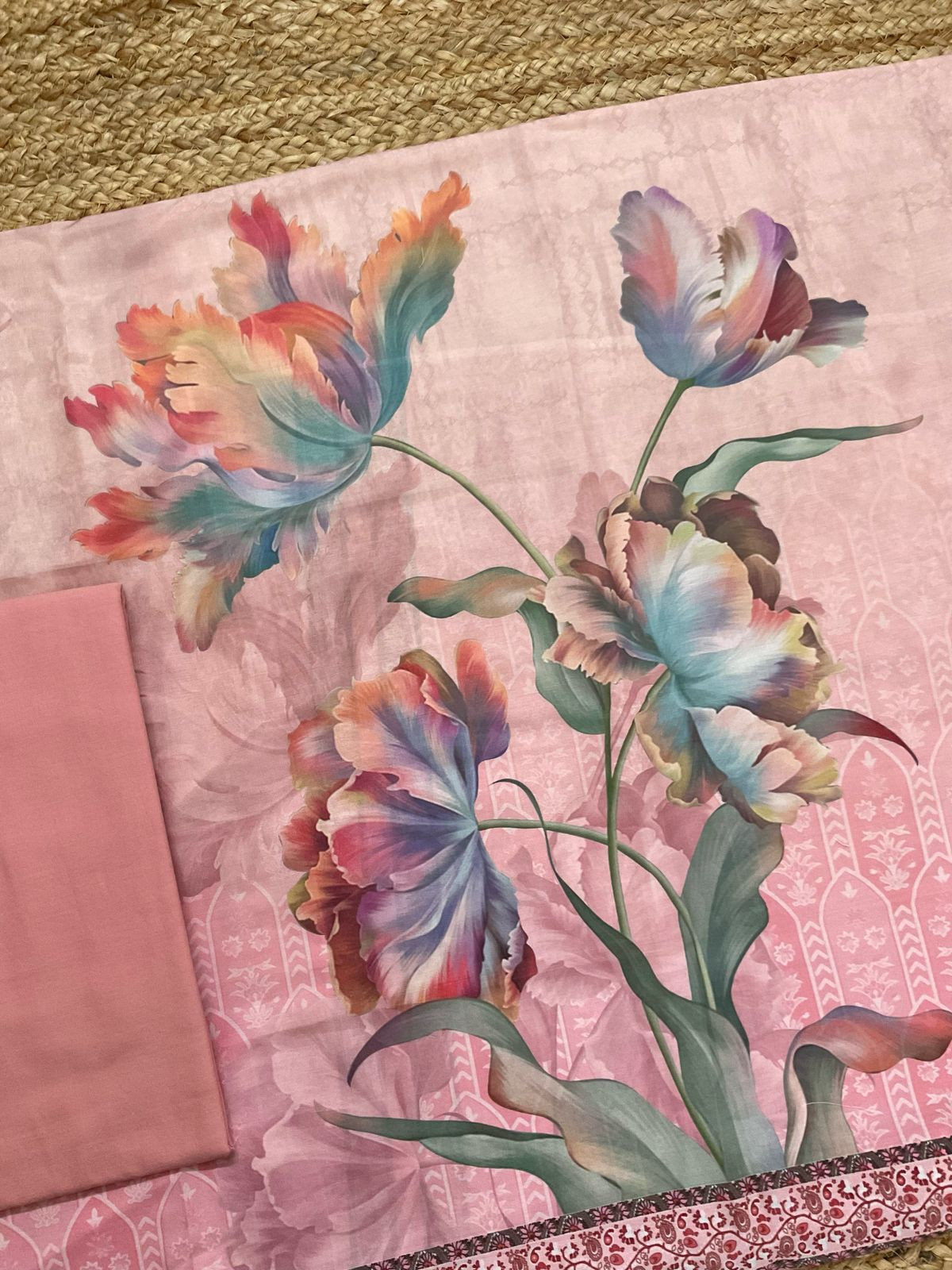 Soft Muslin Printed Suit - Peachish Pink