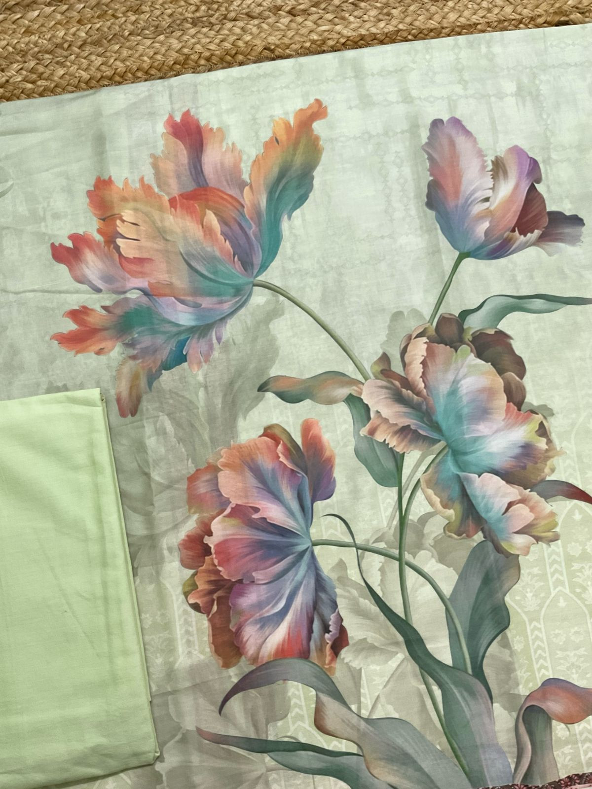 Soft Muslin Printed Suit - Green