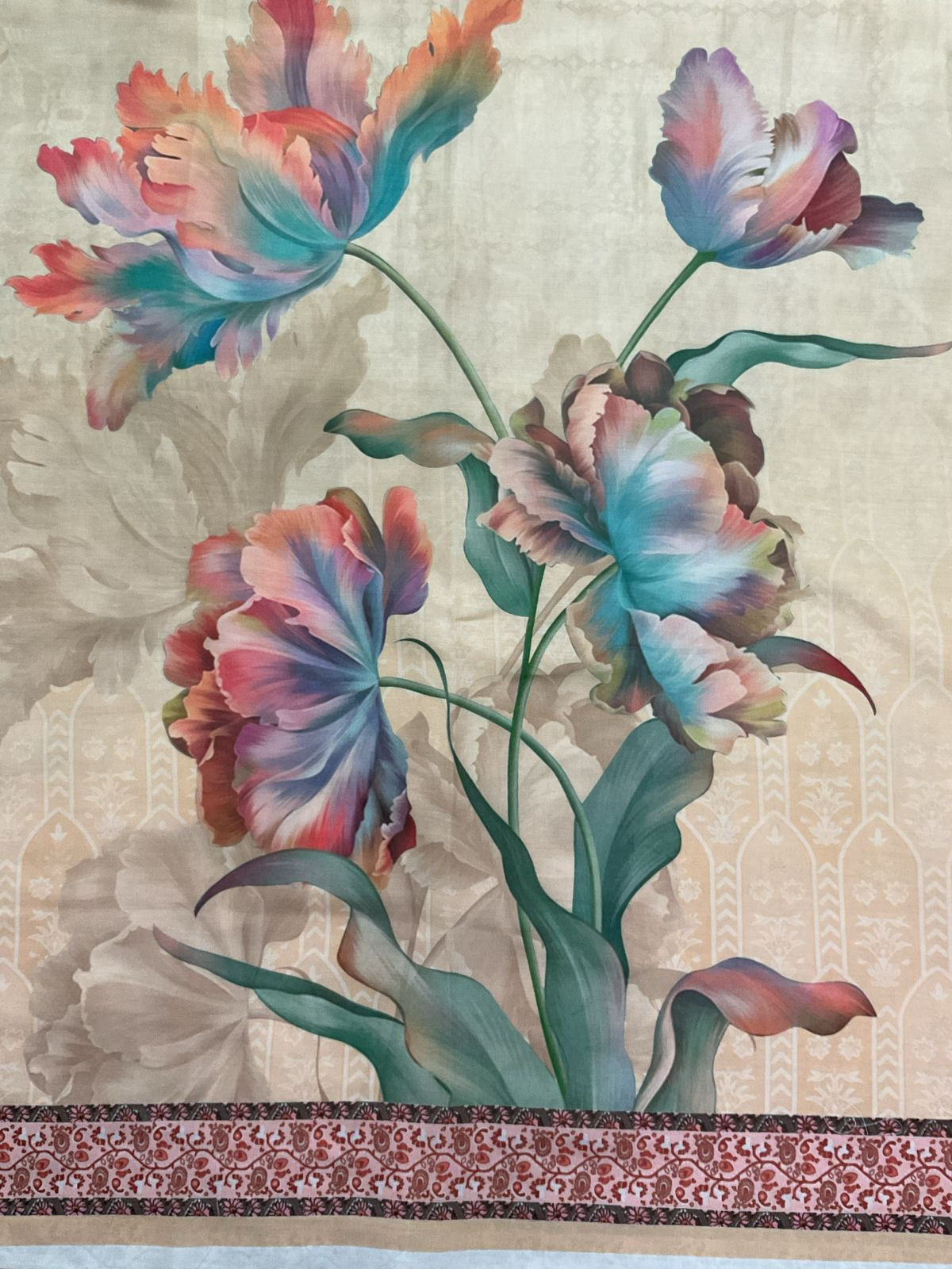 Soft Muslin Printed Suit - Beigish Yellow