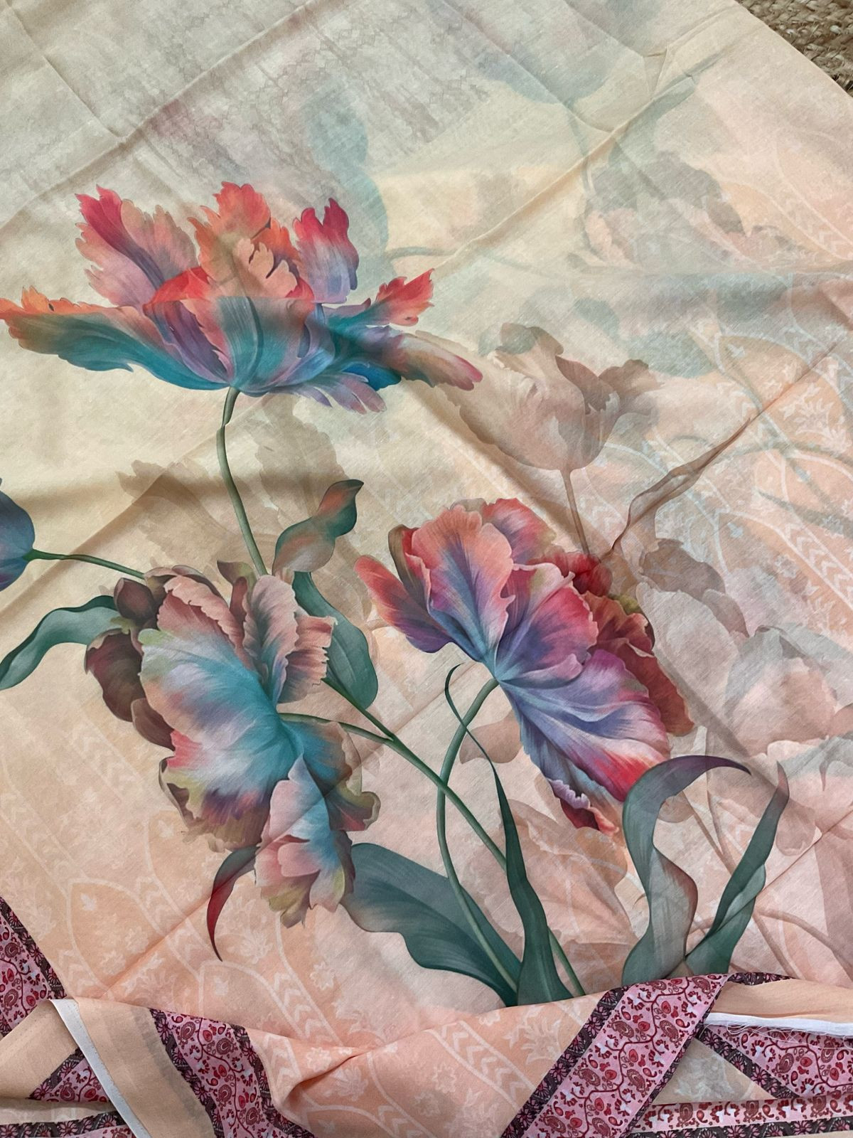 Soft Muslin Printed Suit - Beigish Yellow