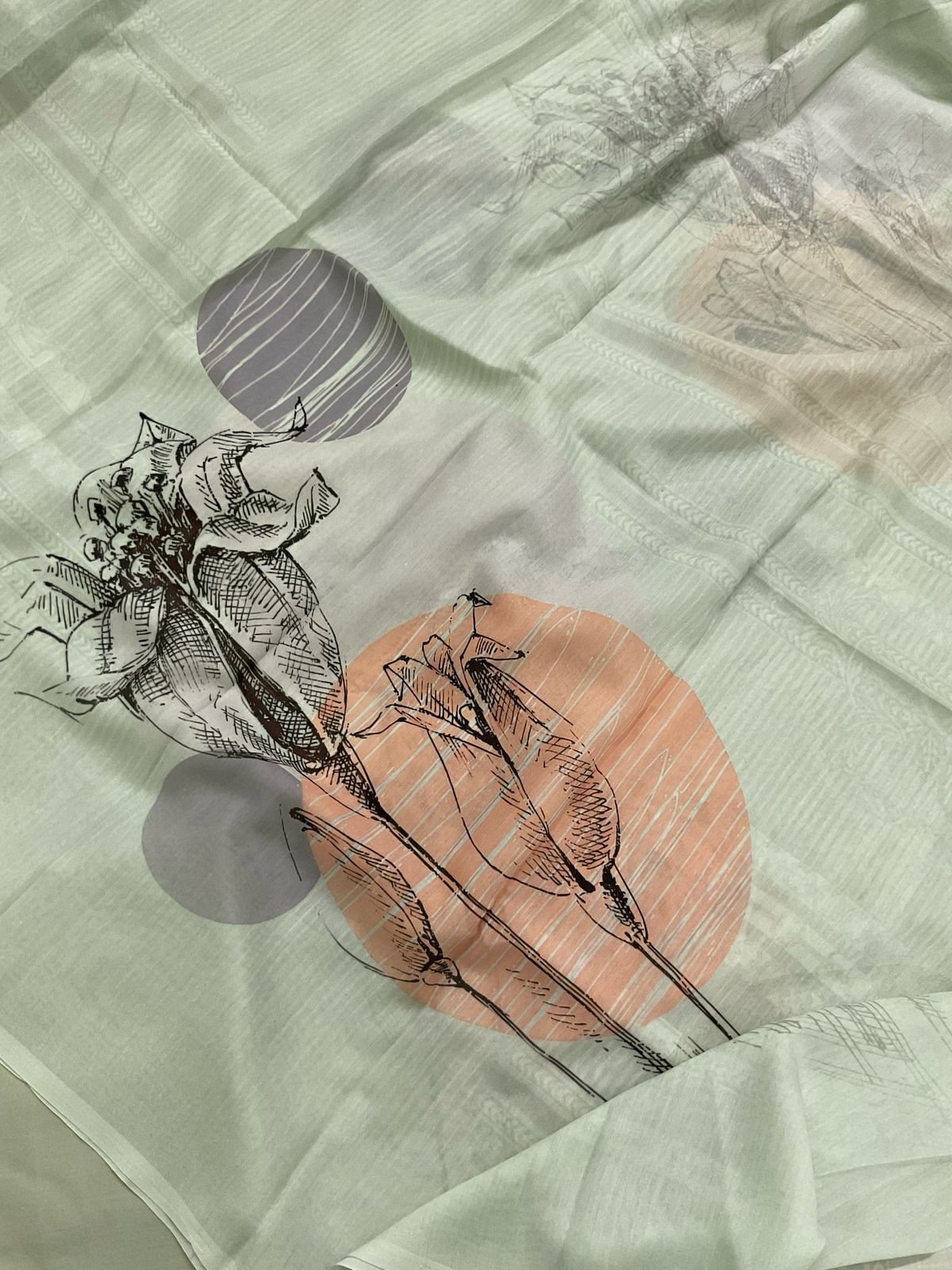 Soft Muslin Printed Suit - Green