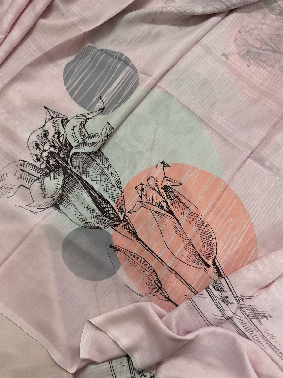 Soft Muslin Printed Suit - Pink