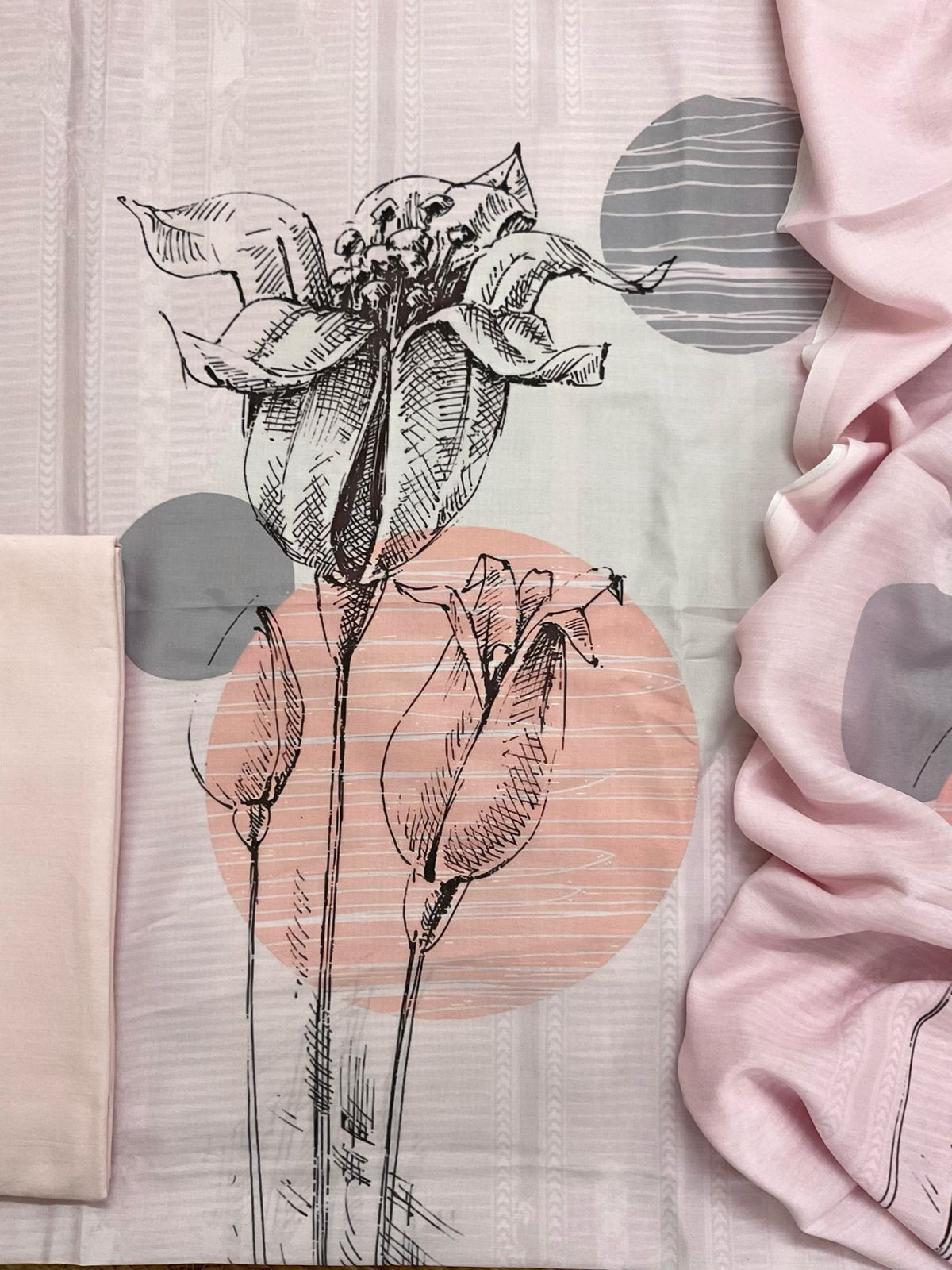 Soft Muslin Printed Suit - Pink