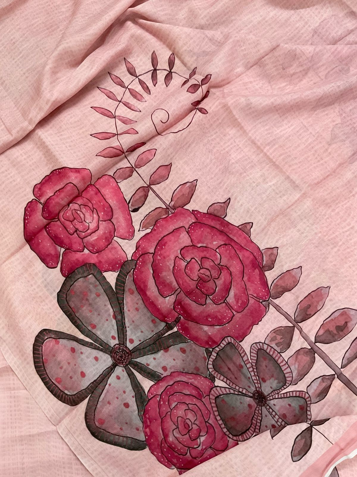 Soft Muslin Printed Suit - Peachish Pink