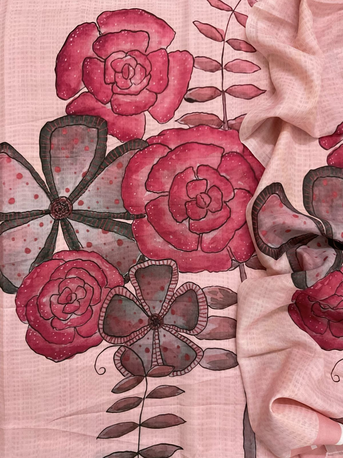 Soft Muslin Printed Suit - Peachish Pink