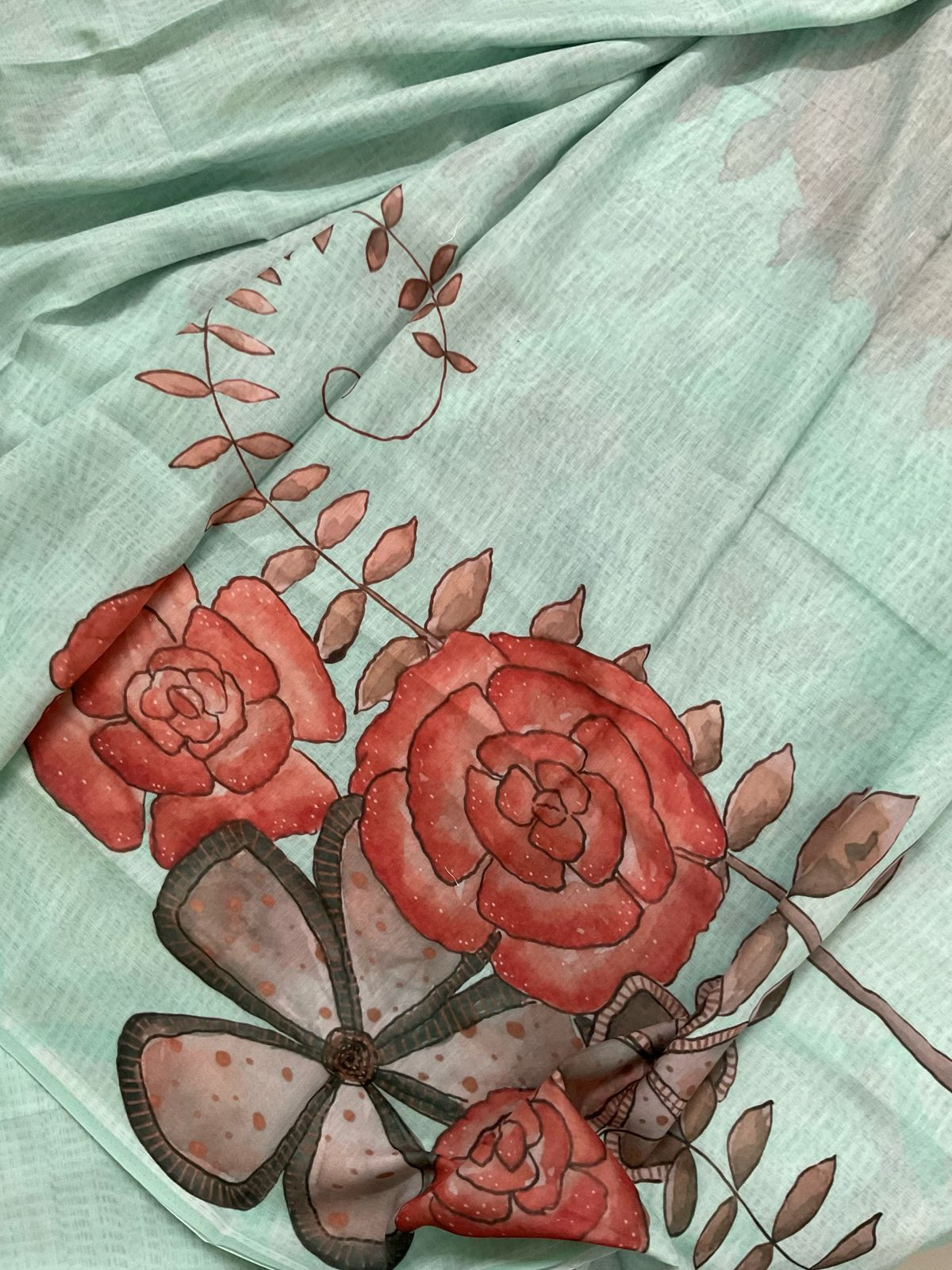 Soft Muslin Printed Suit - Sea Green