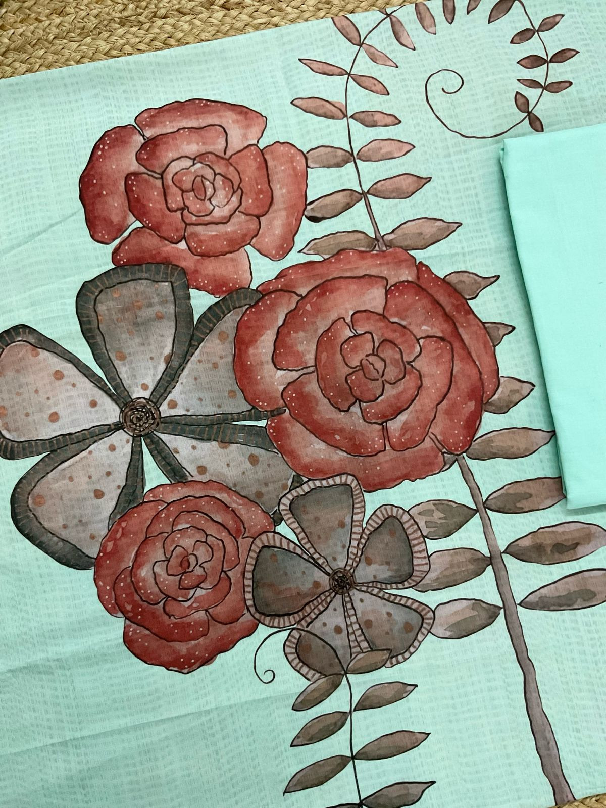 Soft Muslin Printed Suit - Sea Green