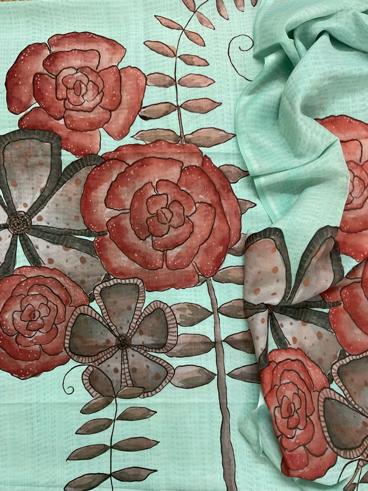 Soft Muslin Printed Suit - Sea Green