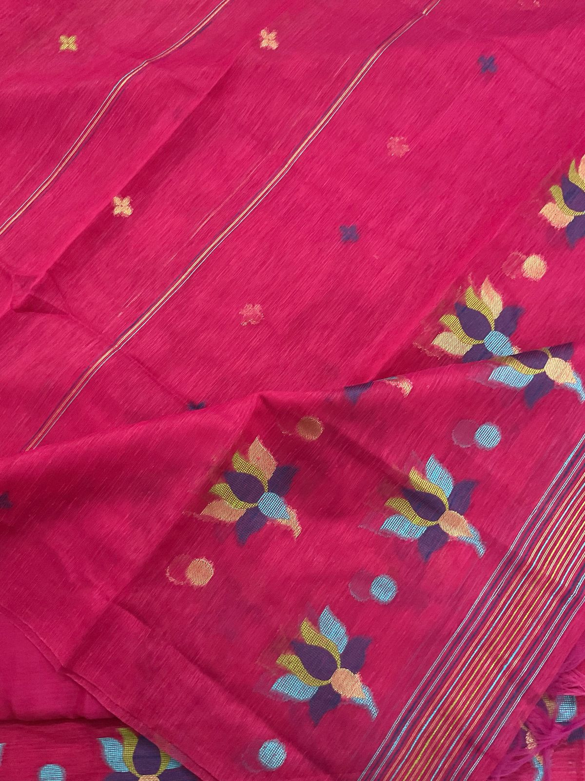 Soft Slub Chanderi Jamdani Weaved Suit - Pink