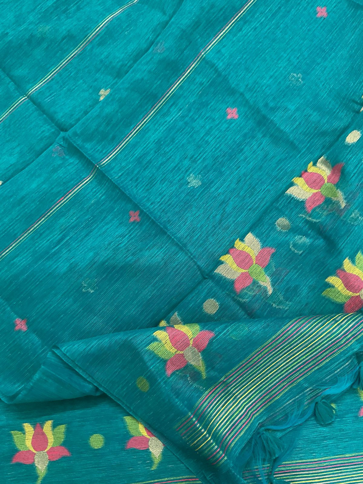 Soft Slub Chanderi Jamdani Weaved Suit - Pheroji