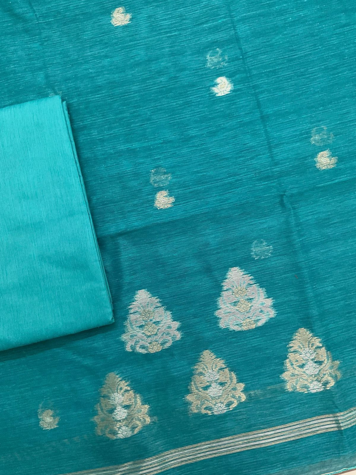 Soft Slub Chanderi Jamdani Weaved Suit - Pheroji