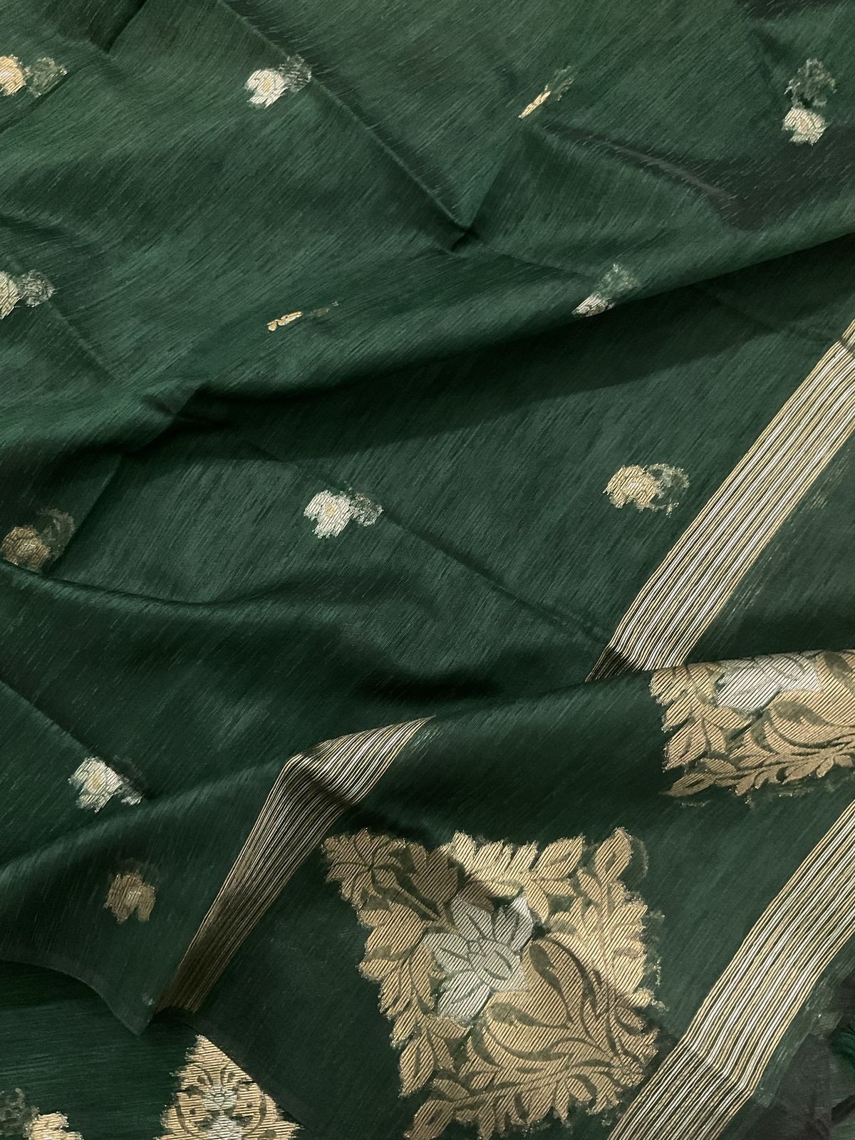 Soft Slub Chanderi Jamdani Weaved Suit - Green