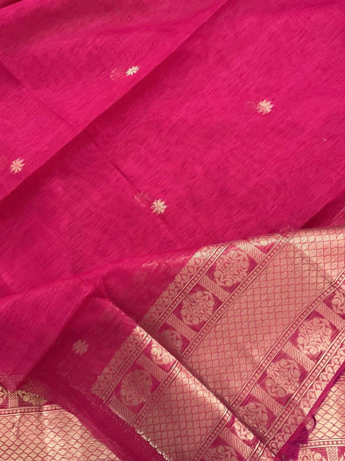 Soft Slub Chanderi Jamdani Weaved Suit - Pink