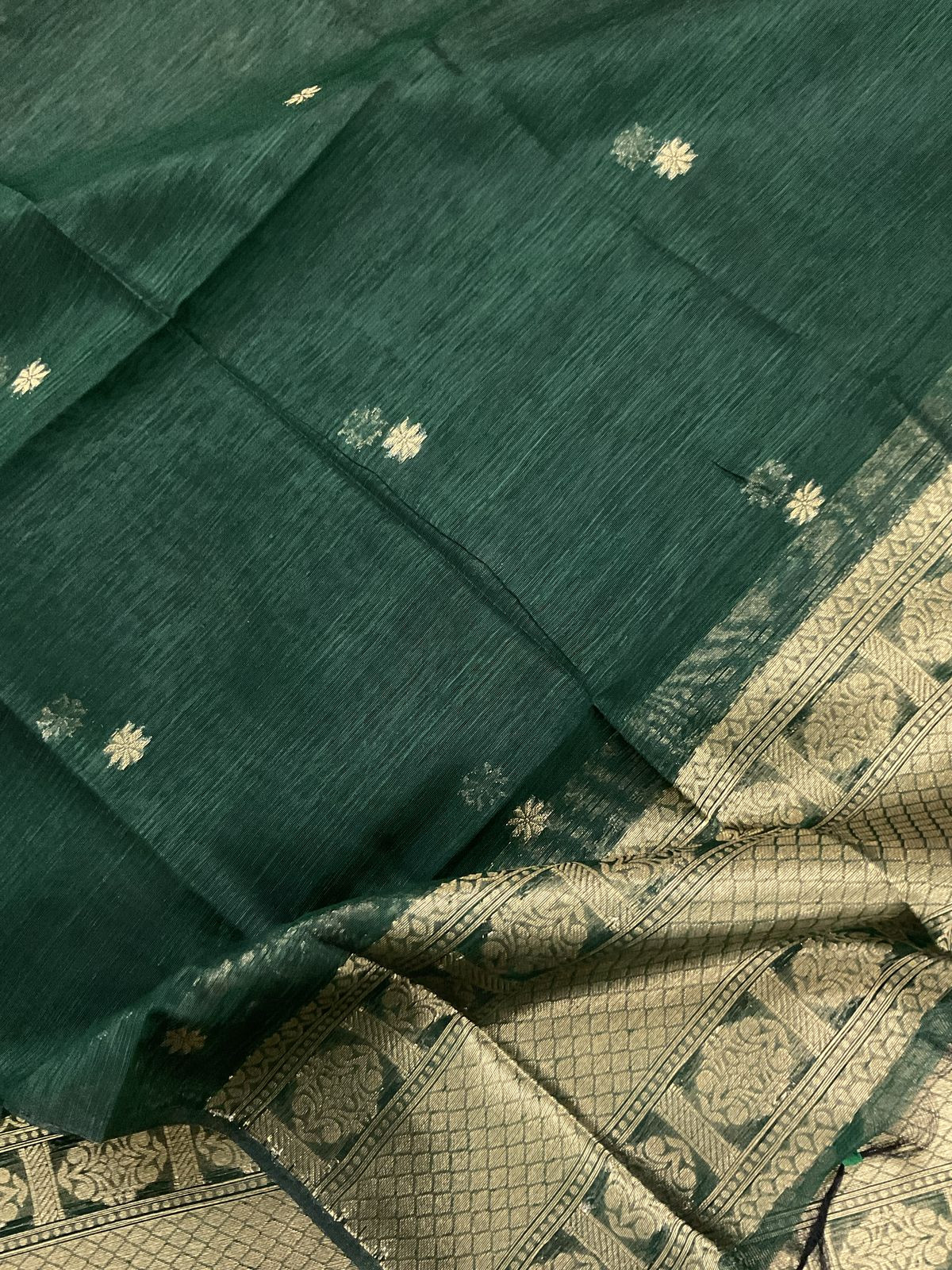 Soft Slub Chanderi Jamdani Weaved Suit - Green
