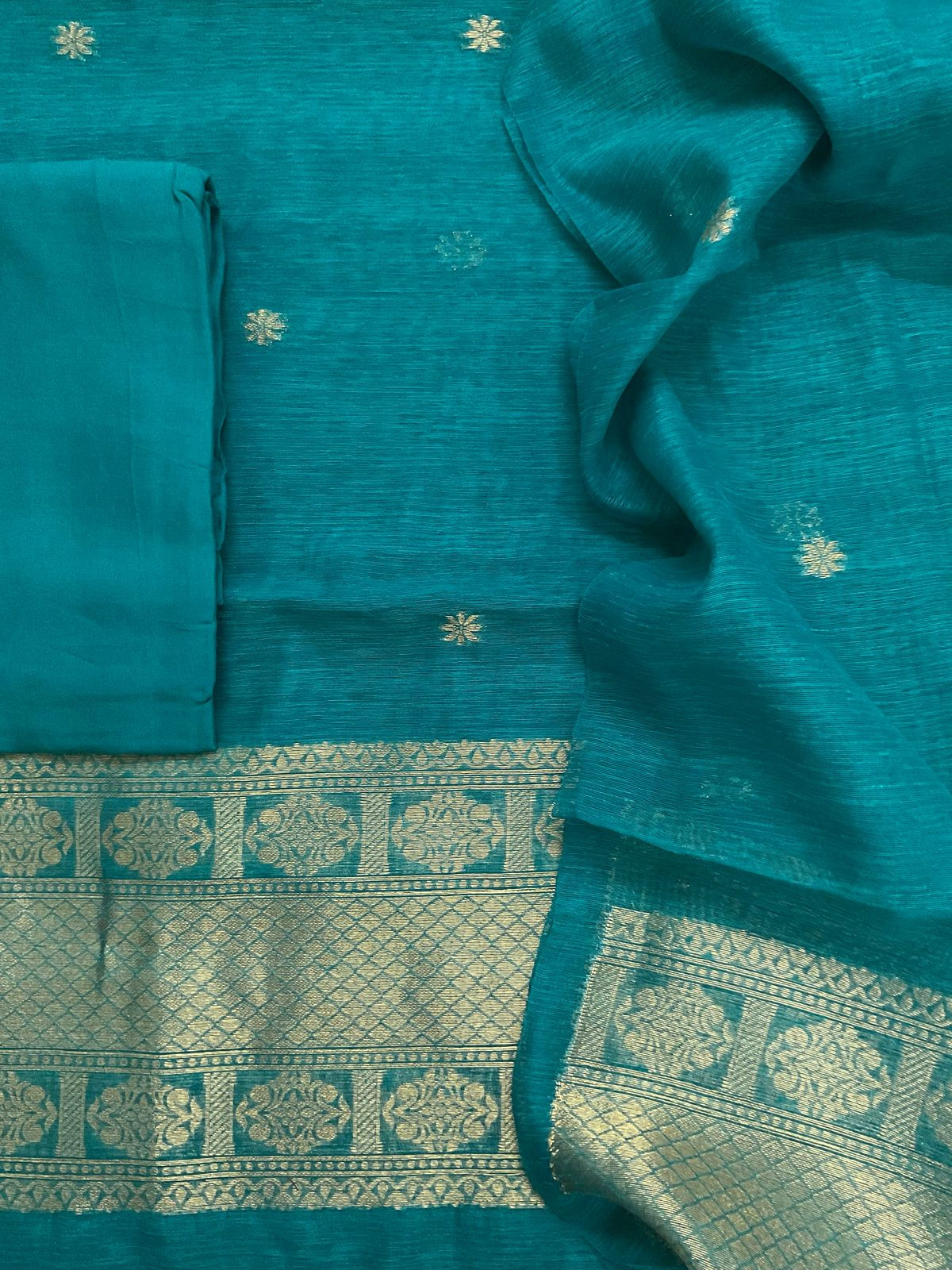 Soft Slub Chanderi Jamdani Weaved Suit - Pheroji