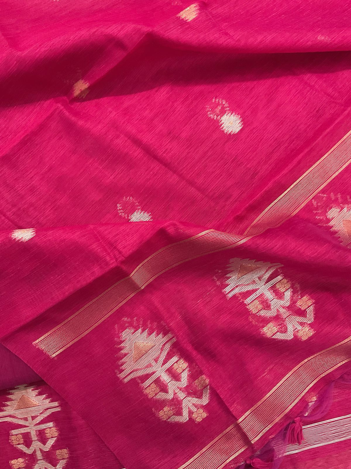 Soft Slub Chanderi Jamdani Weaved Suit - Pink
