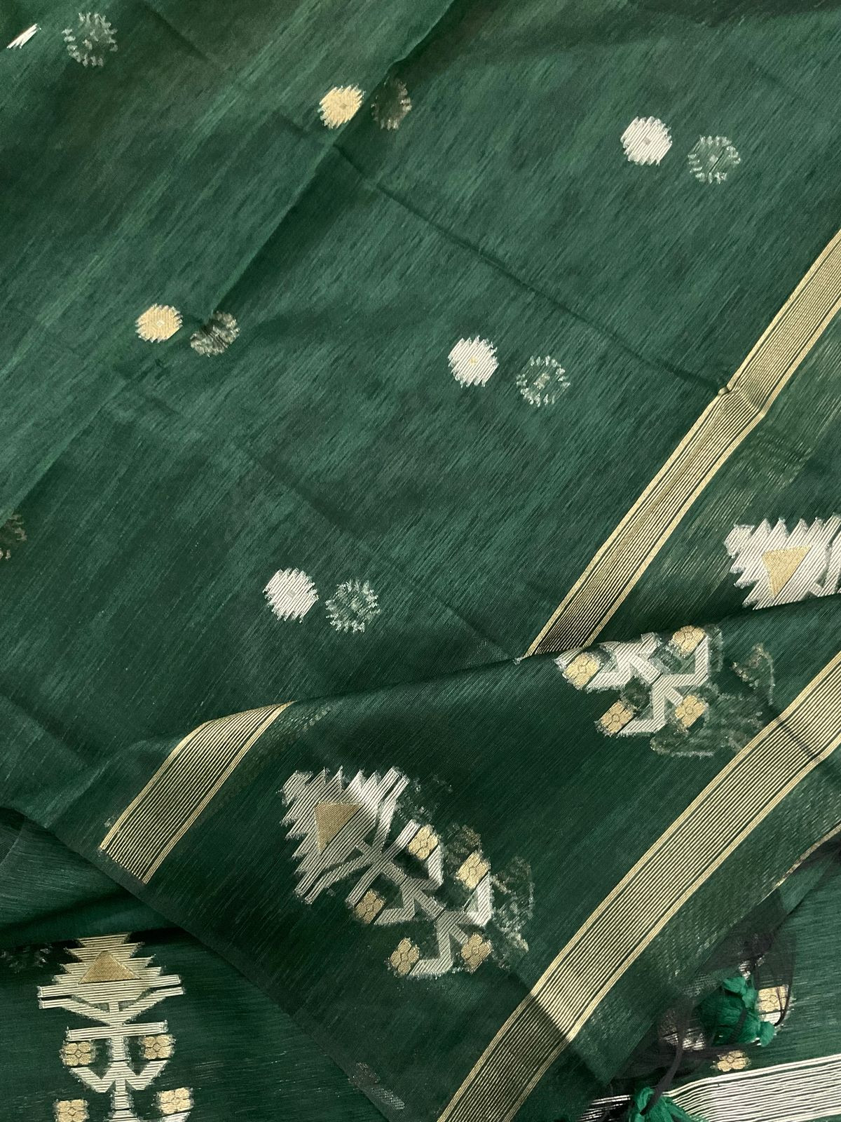 Soft Slub Chanderi Jamdani Weaved Suit - Green
