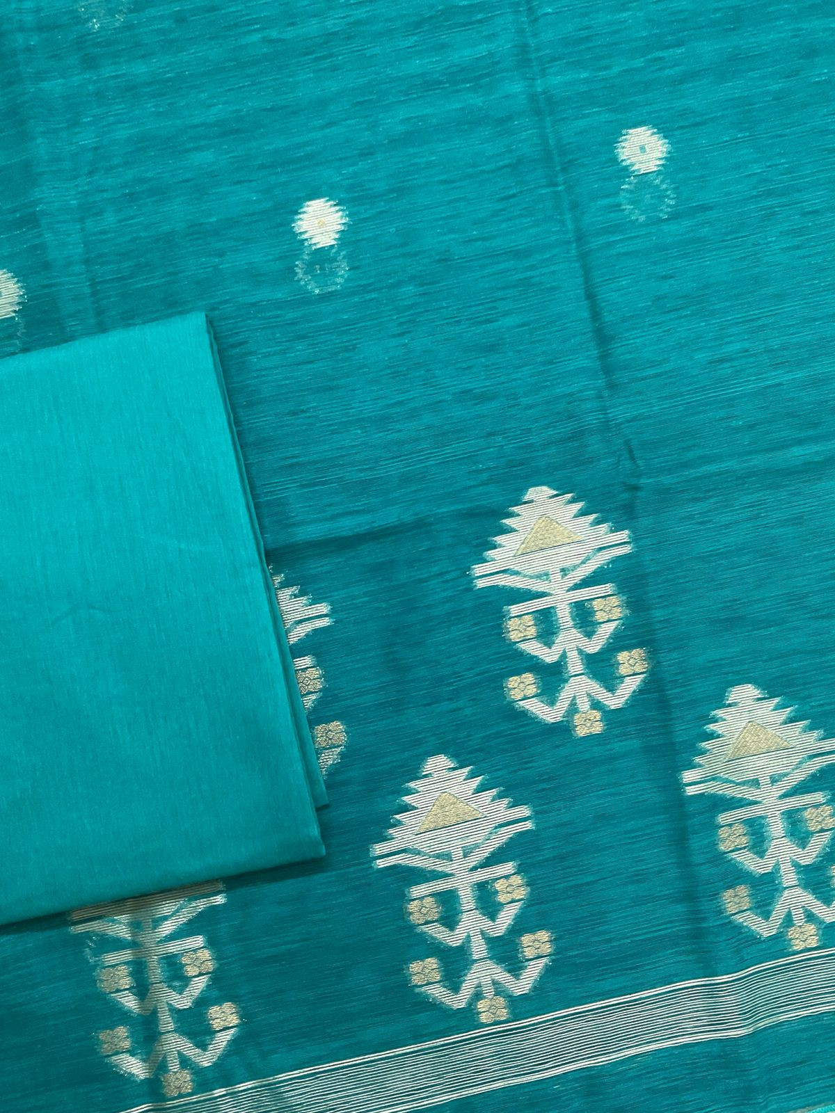 Soft Slub Chanderi Jamdani Weaved Suit - Pheroji