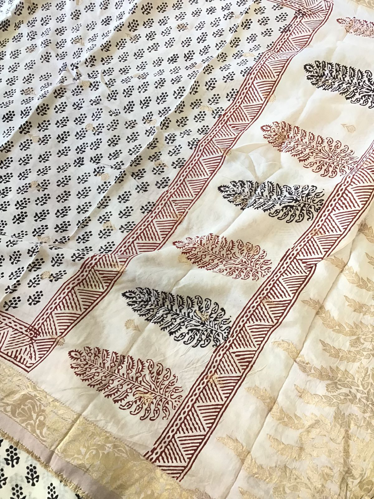 Pure Upada Silk Bagh Printed Banarasi Weaved Suit - Black