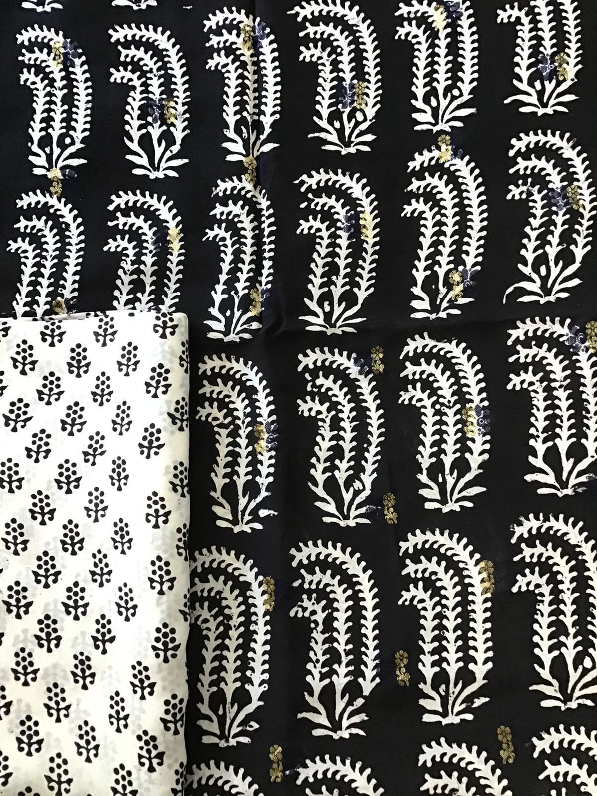 Pure Upada Silk Bagh Printed Banarasi Weaved Suit - Black