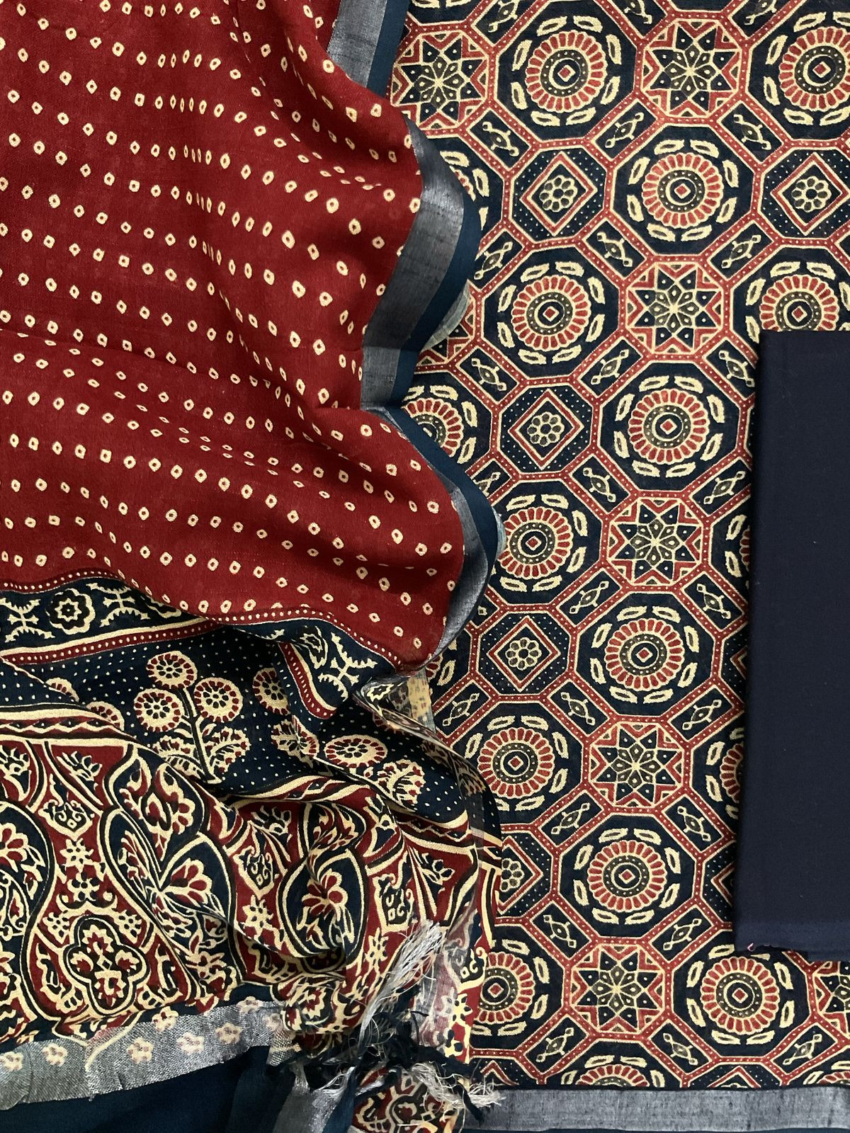 Pure Linen Jute Cotton Silk Printed Suit - Blue