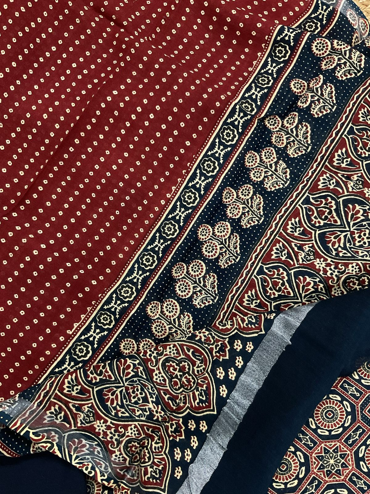 Pure Linen Jute Cotton Silk Printed Suit - Blue