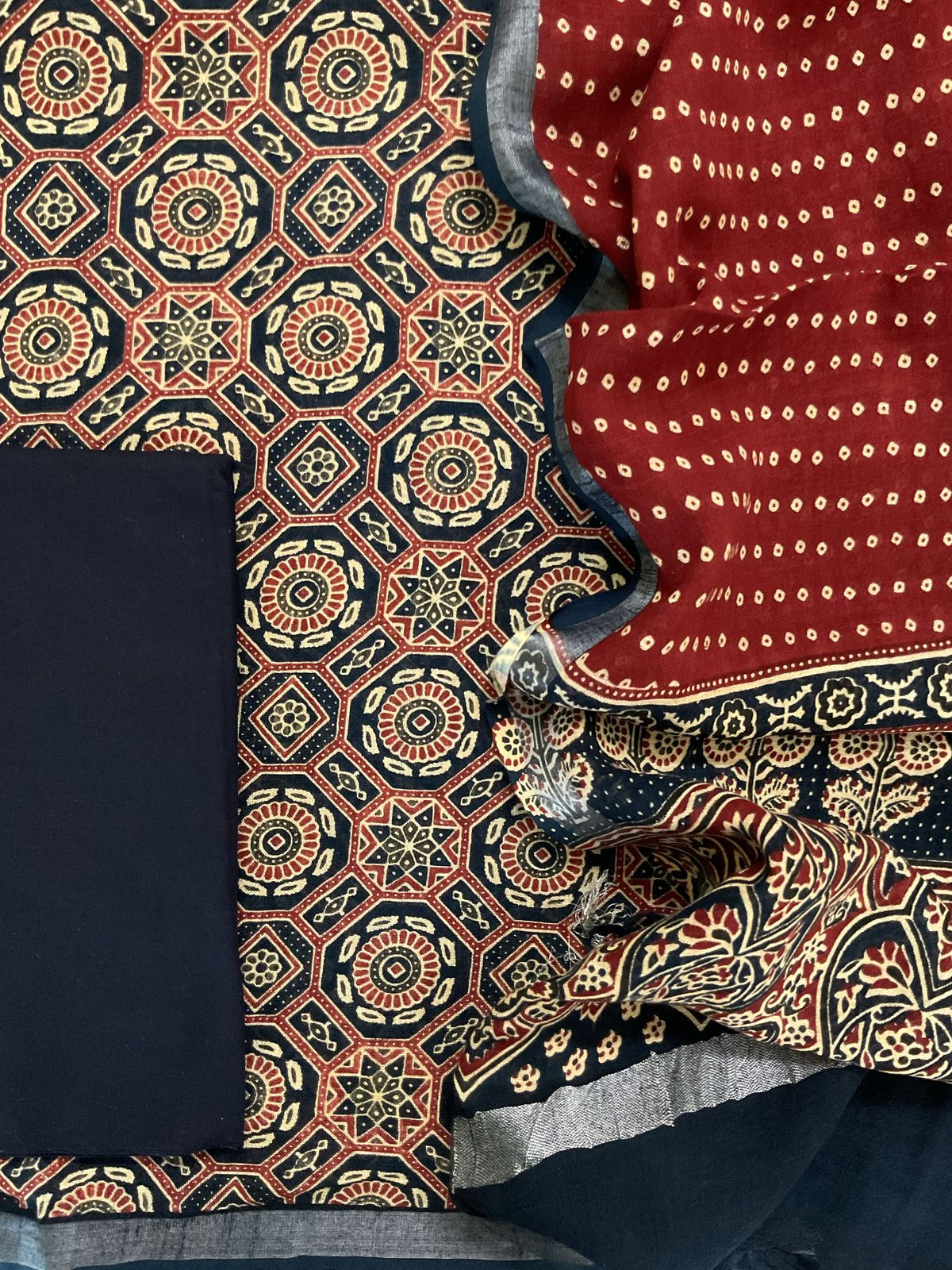 Pure Linen Jute Cotton Silk Printed Suit - Blue