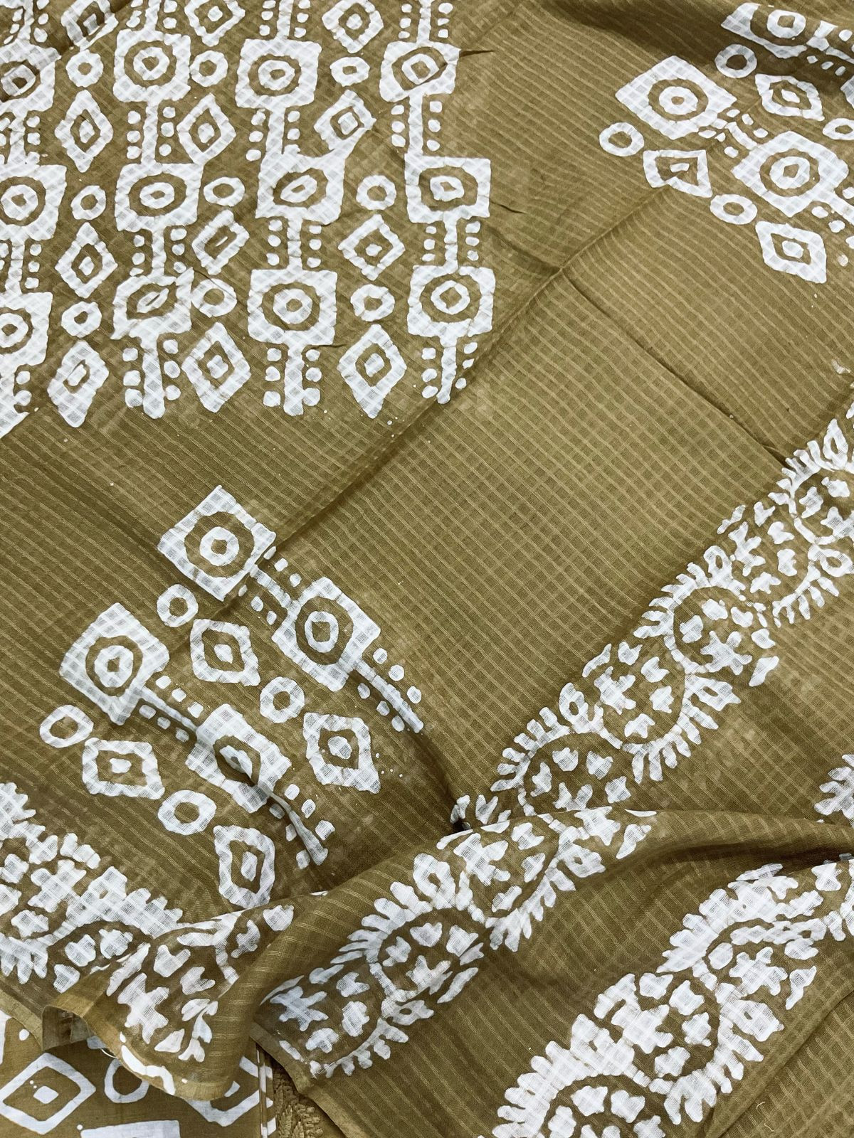 Pure Jaam Cotton Printed Embroidered Suit - Yellowish Brown
