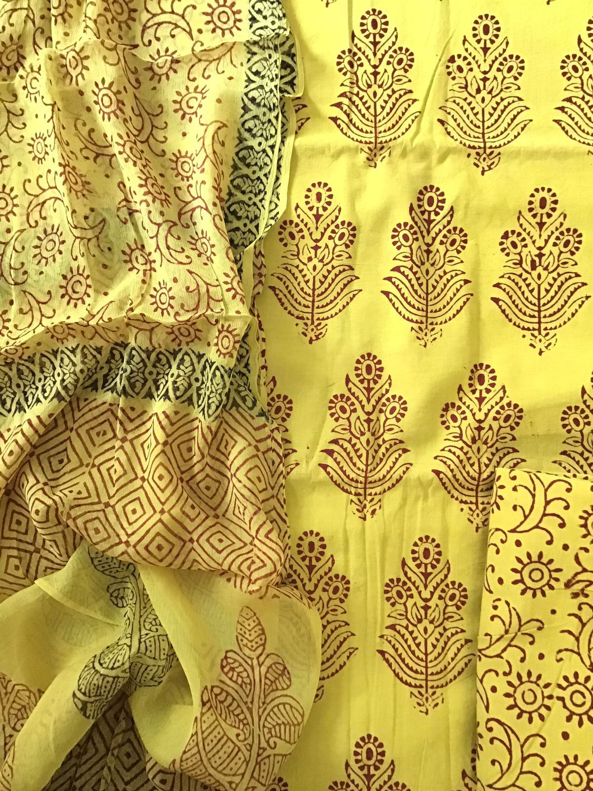 Pure Cotton Bagh Printed Suit - Yellow
