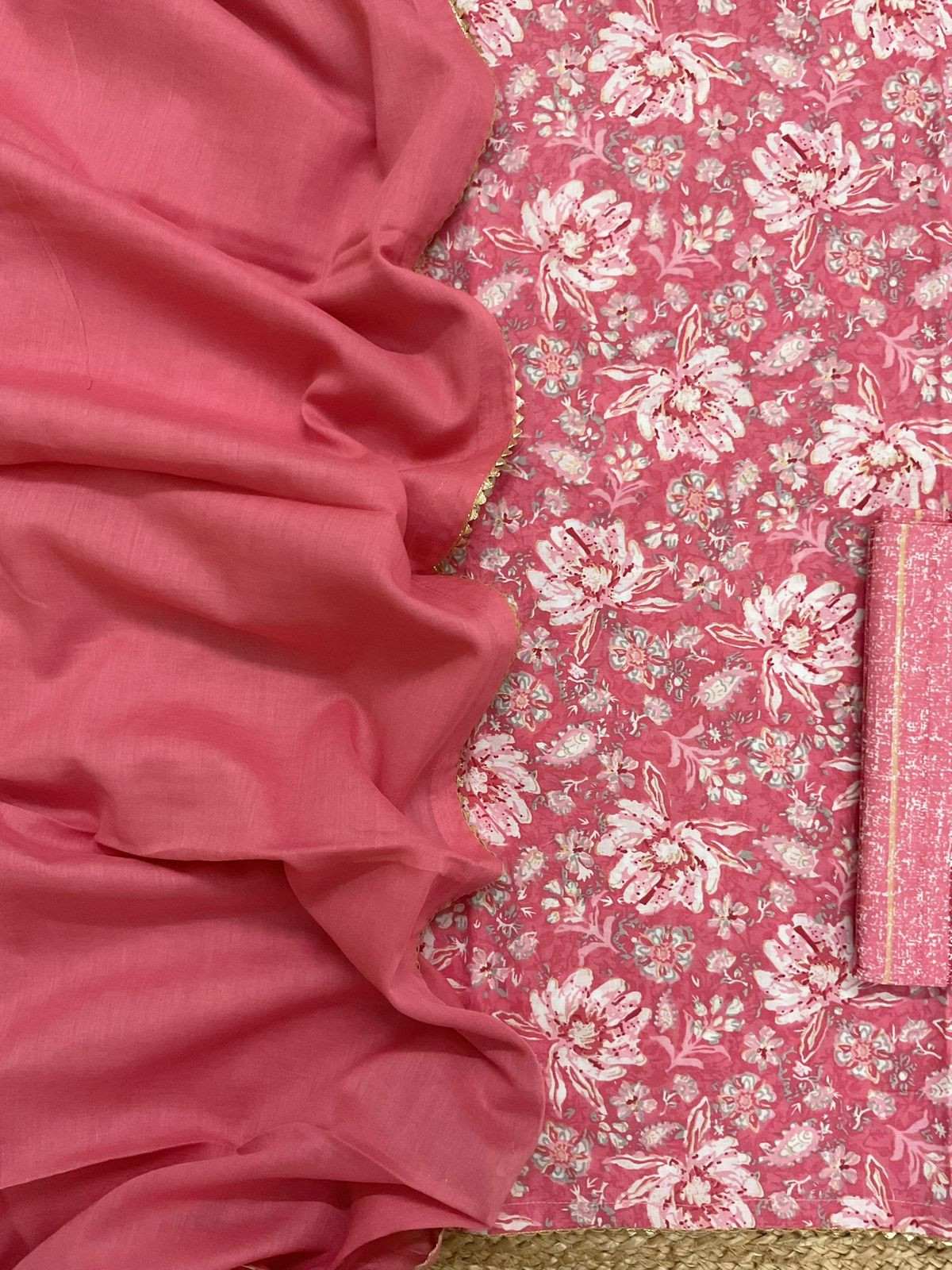 Pure Cotton Printed Suit - Pink