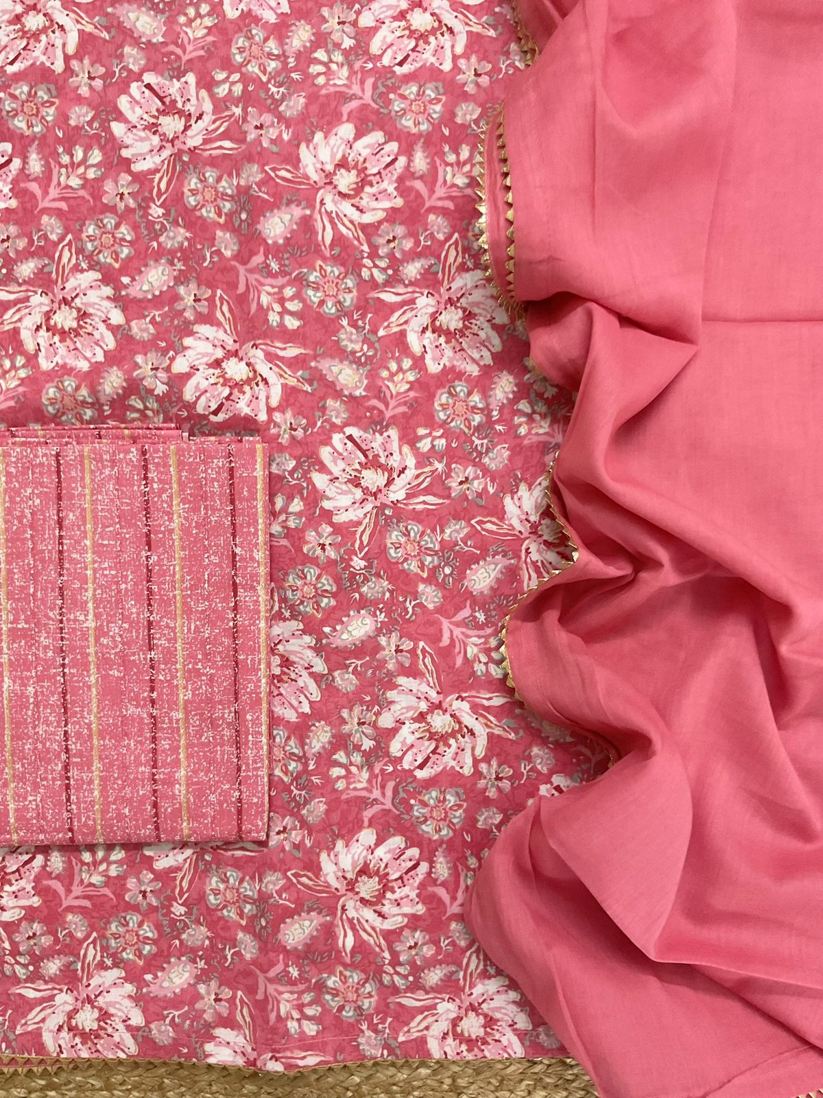 Pure Cotton Printed Suit - Pink