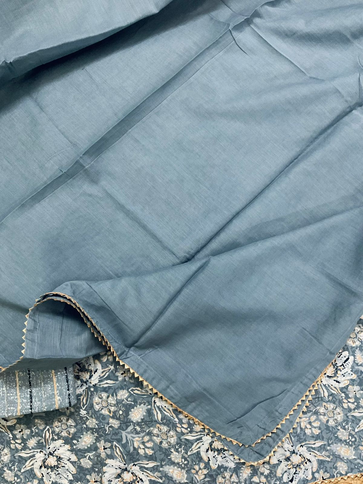 Pure Cotton Printed Suit - Grey